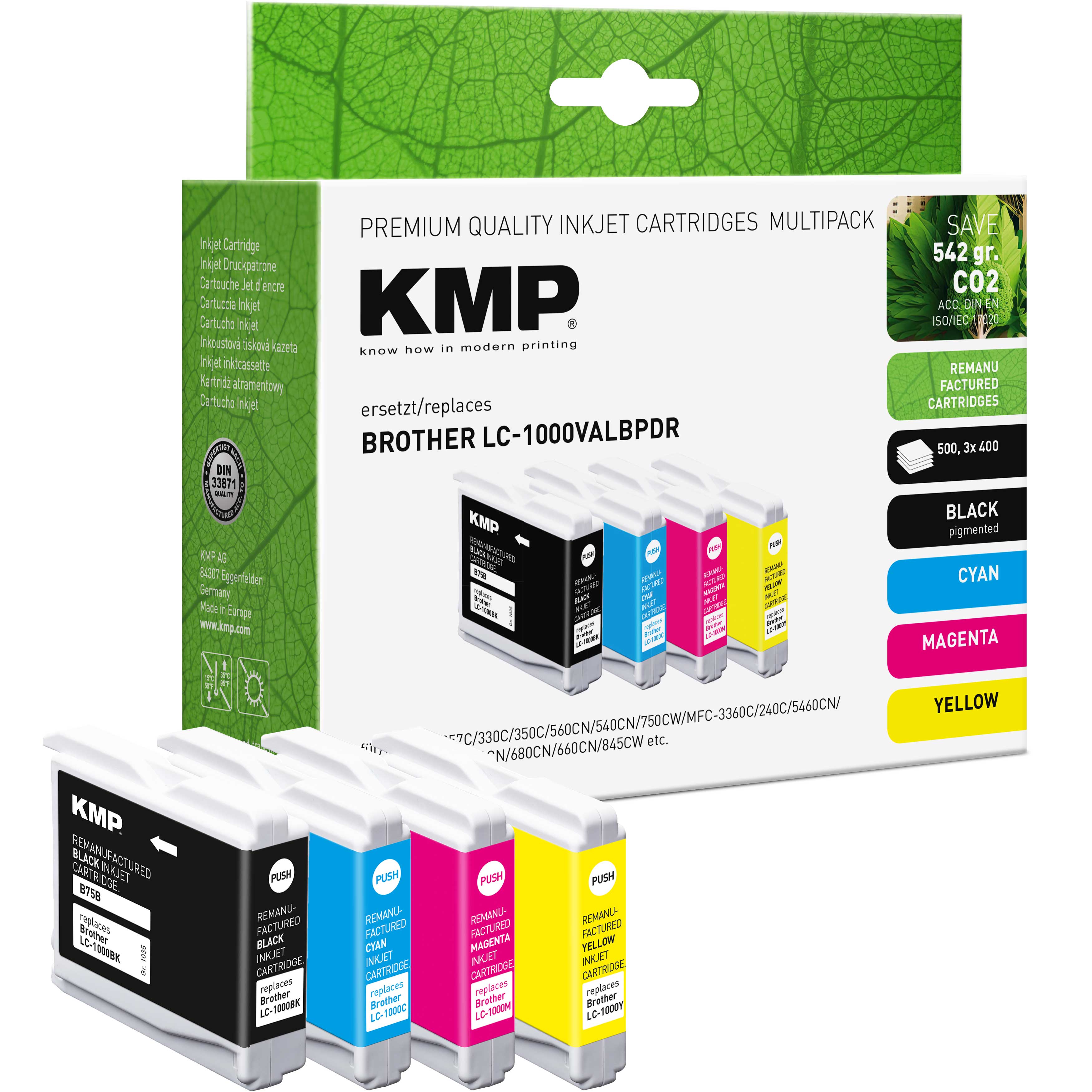 KMP B9V kompatibilní inkoustová kazeta Brother LC1000Bk,LC1000C,LC1000M,LC1000Y / LC-1000C, černá