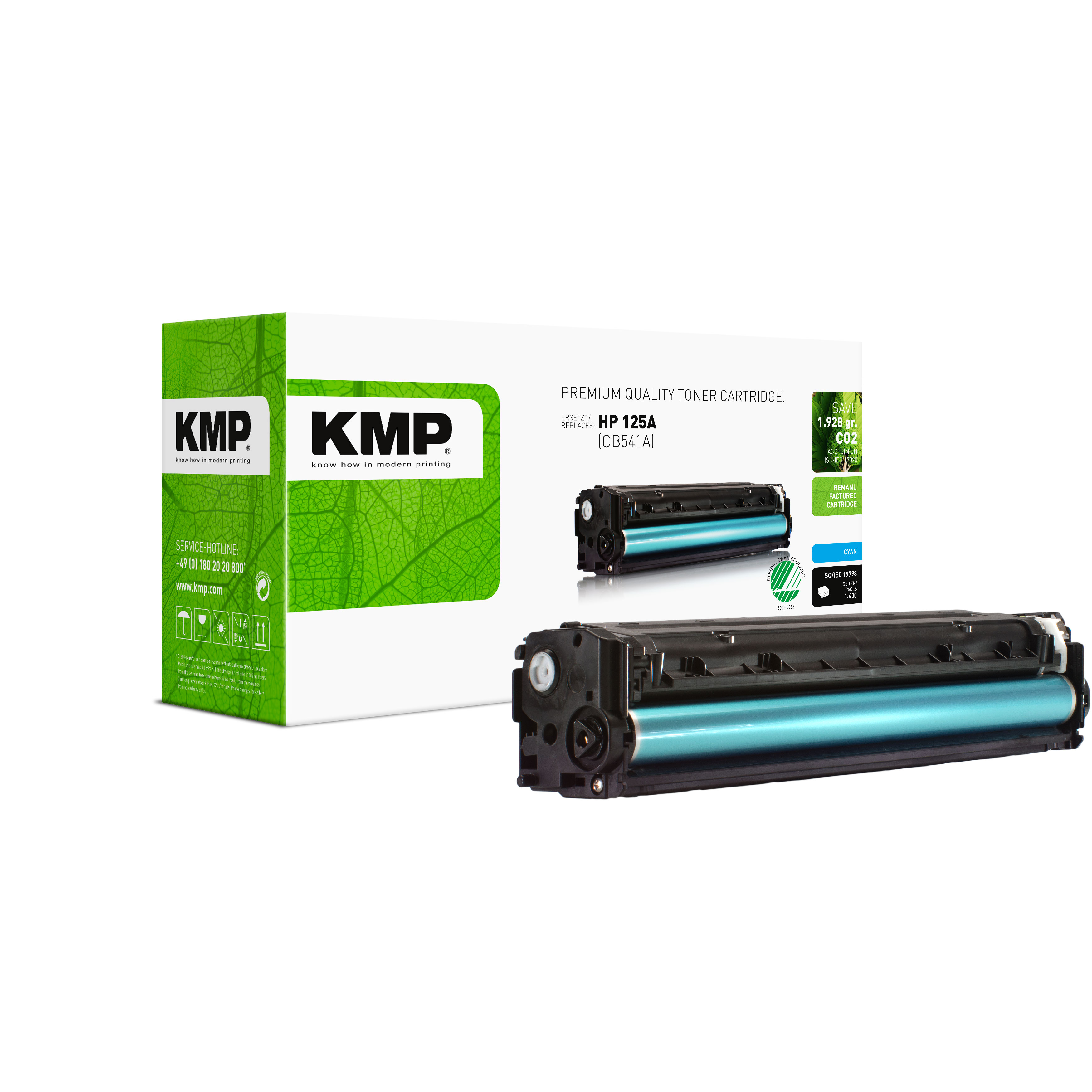 KMP H-T114 kompatibilní toner HP 125A (CB541A), azurový