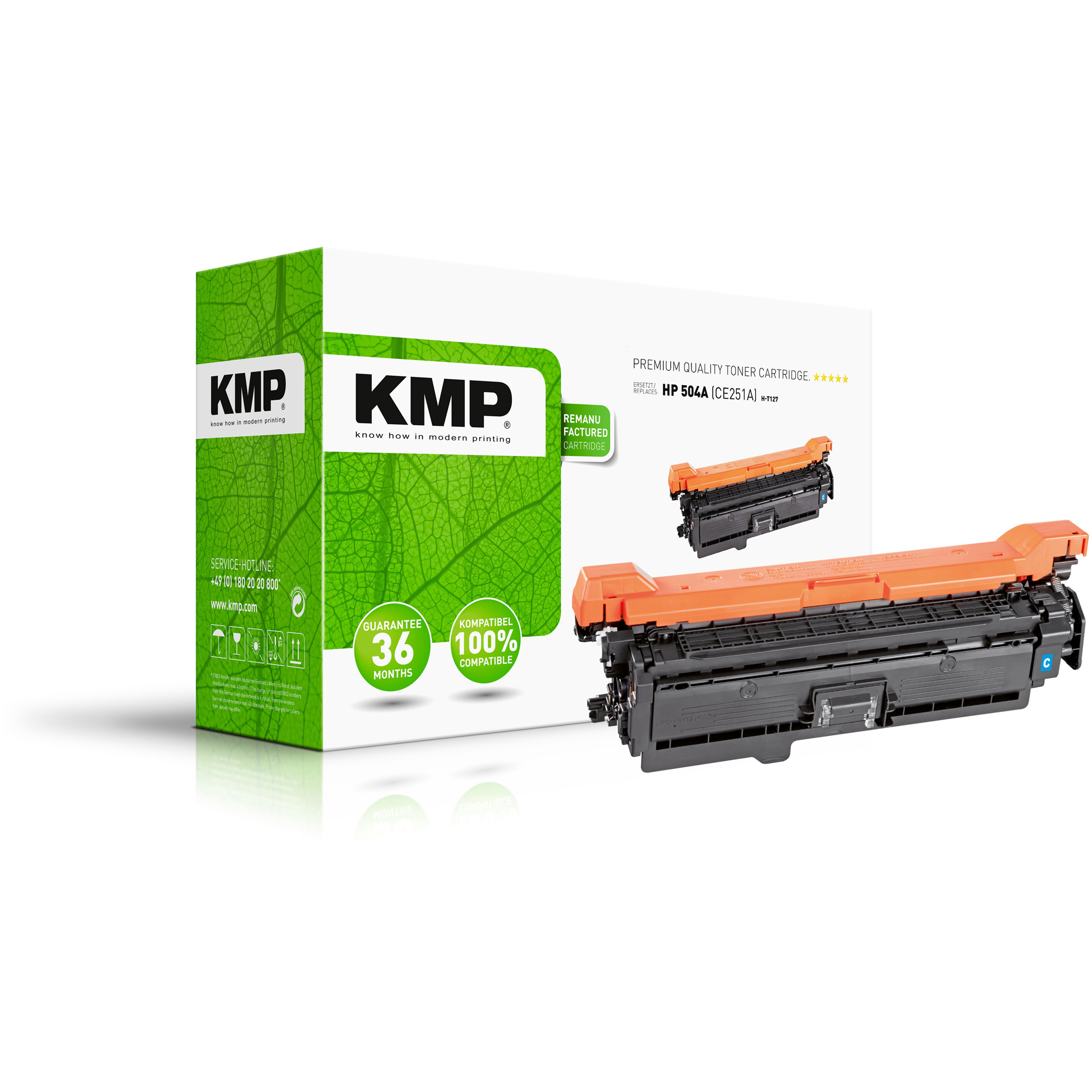 KMP H-T127 kompatibilní toner HP 504A (CE251A), azurový