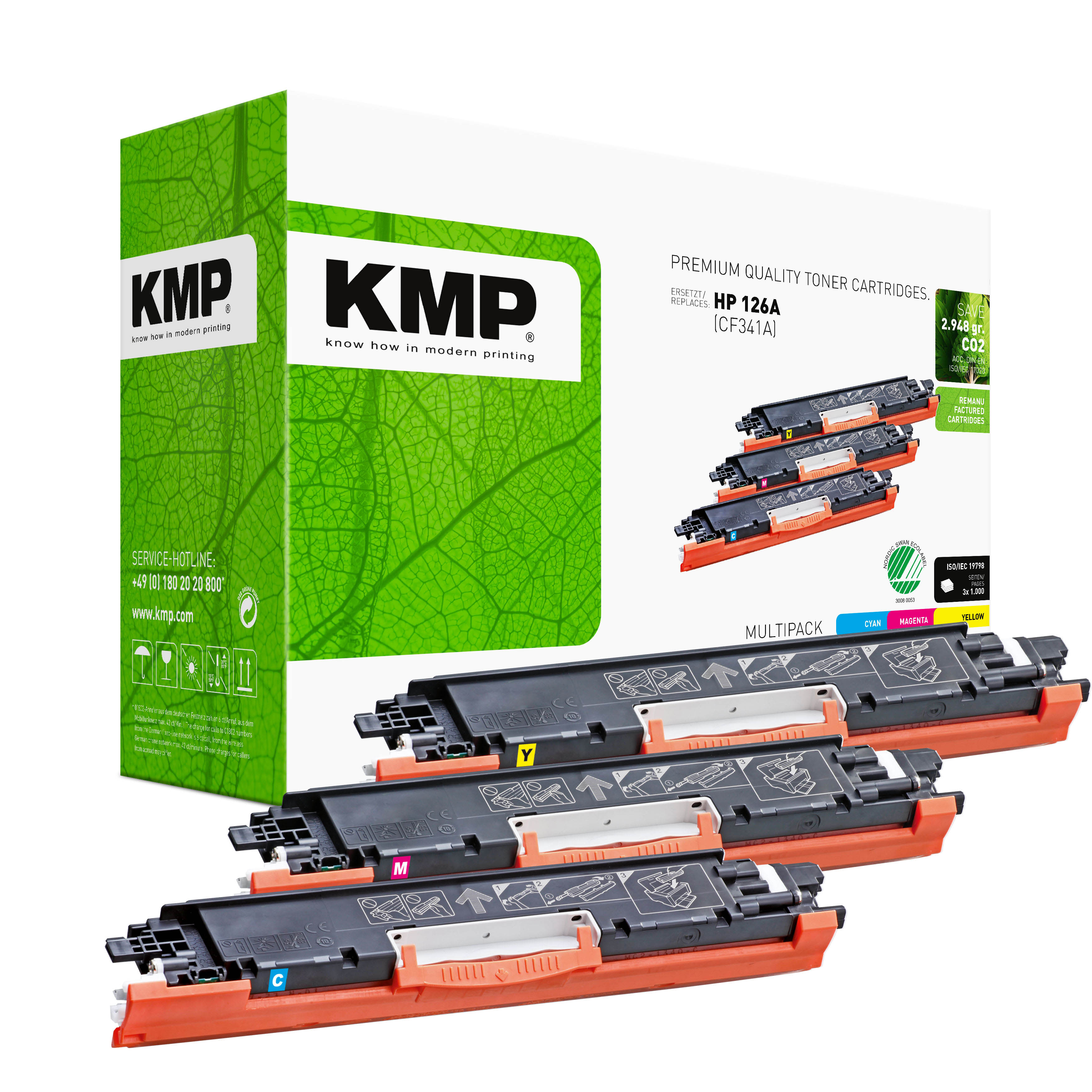 KMP H-T149CMY renovovaná sada tonerů HP 126A CF311A CF313A CF312A / CF341A, CMY