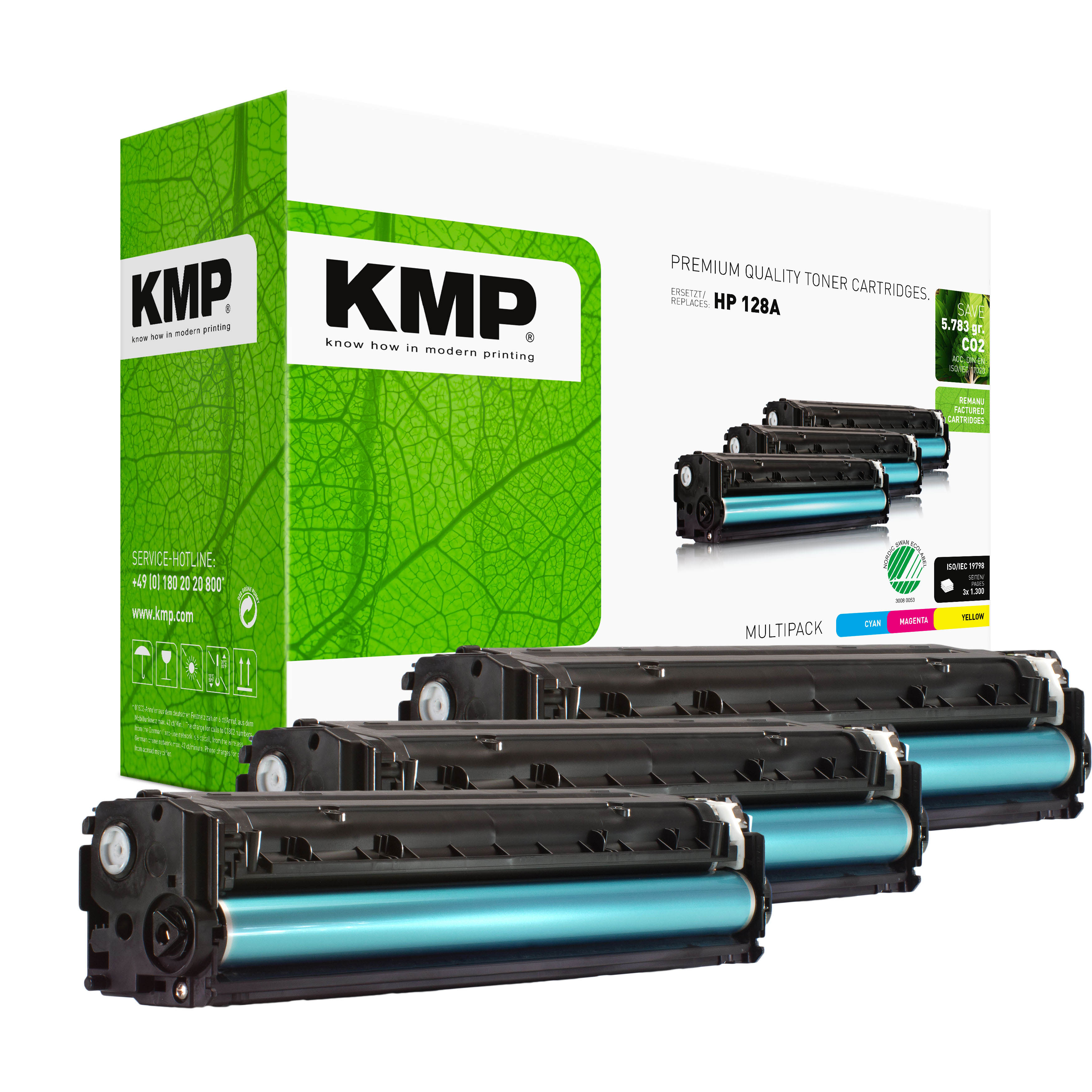 KMP H-T144CMY renovovaný toner HP 128A CE321A CE323A CE322A / CF371AM, cmy