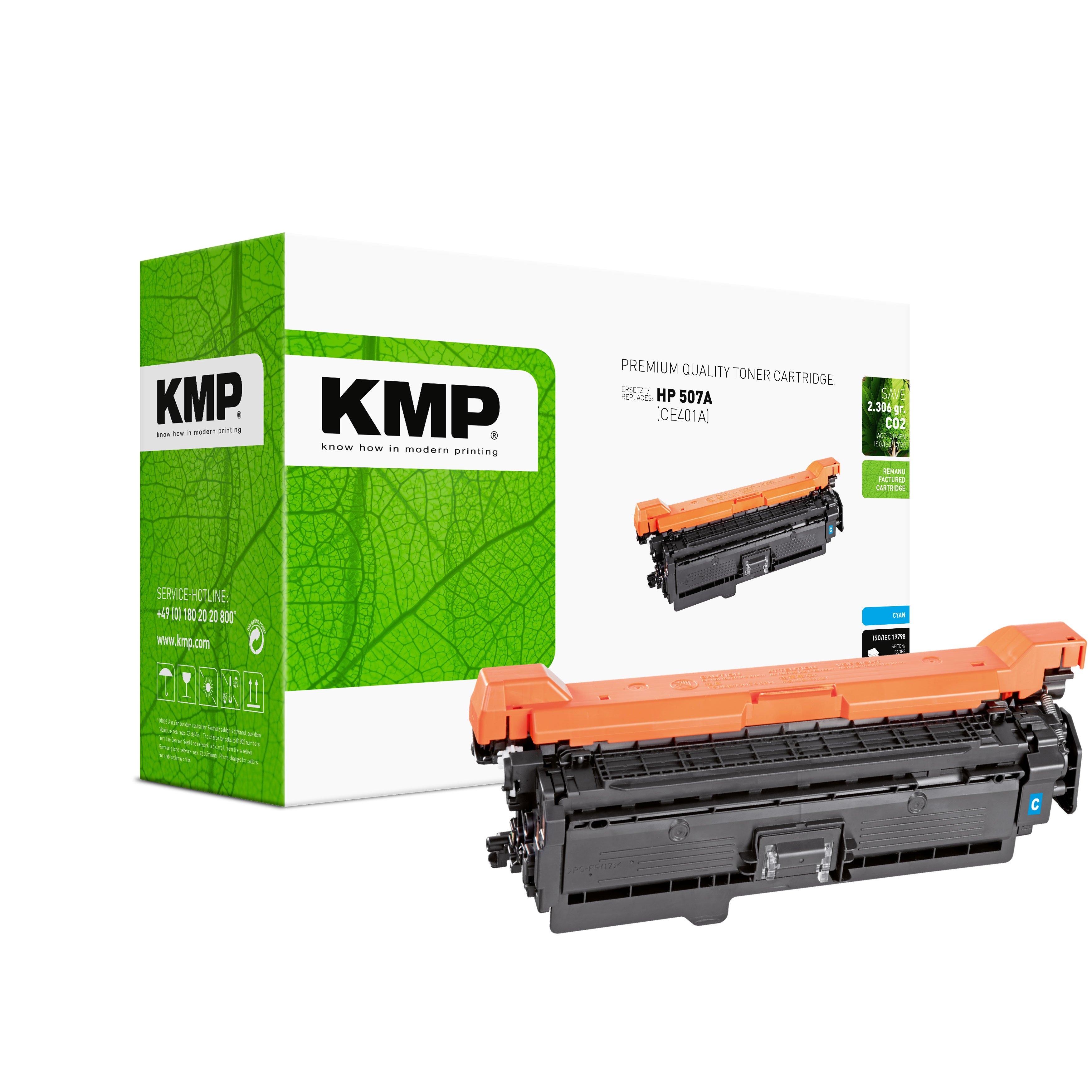 KMP H-T166 kompatibilní toner HP507A (CE401A), azurový
