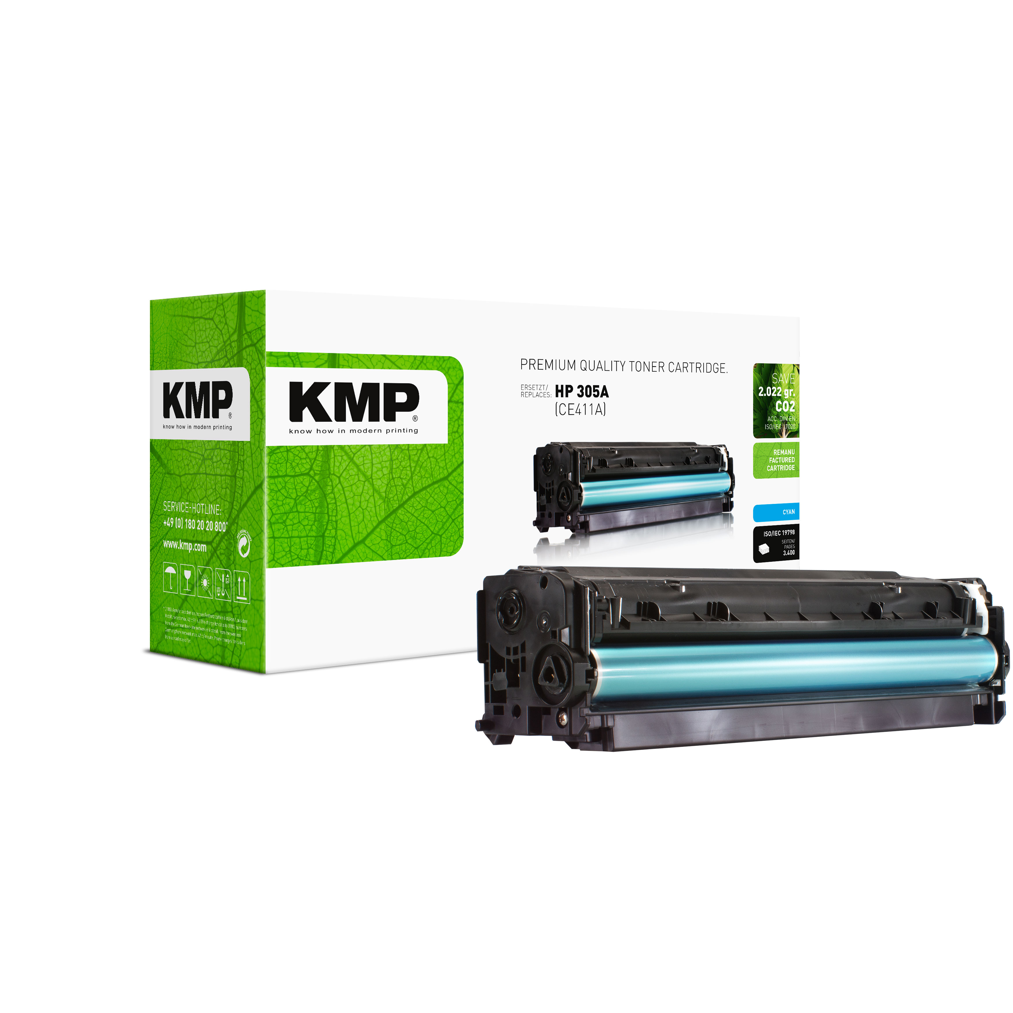 KMP H-T158 kompatibilní toner HP305A (CE411A), azurový