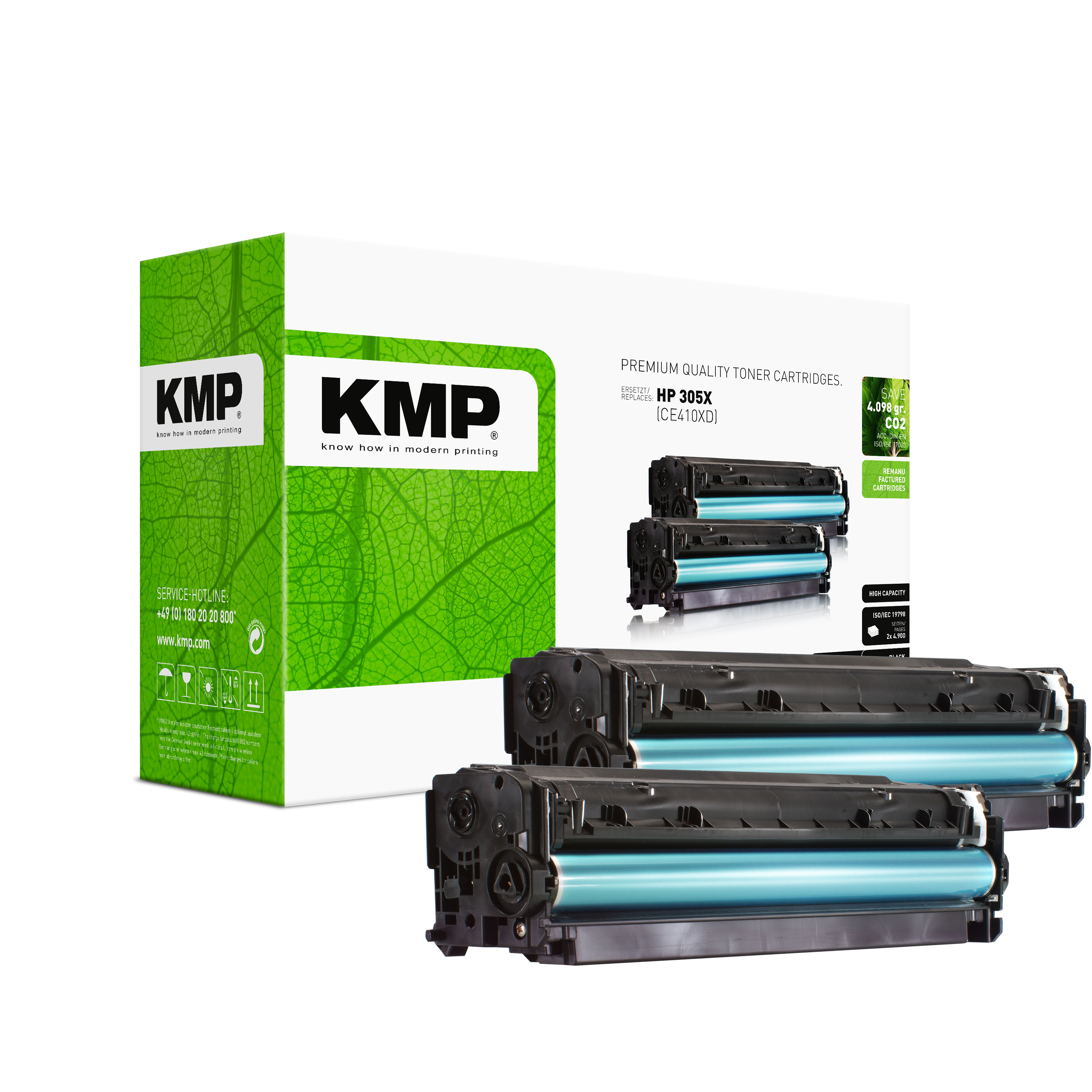 KMP H-T157D renovovaný toner 2 x HP305X (CE410X), černý