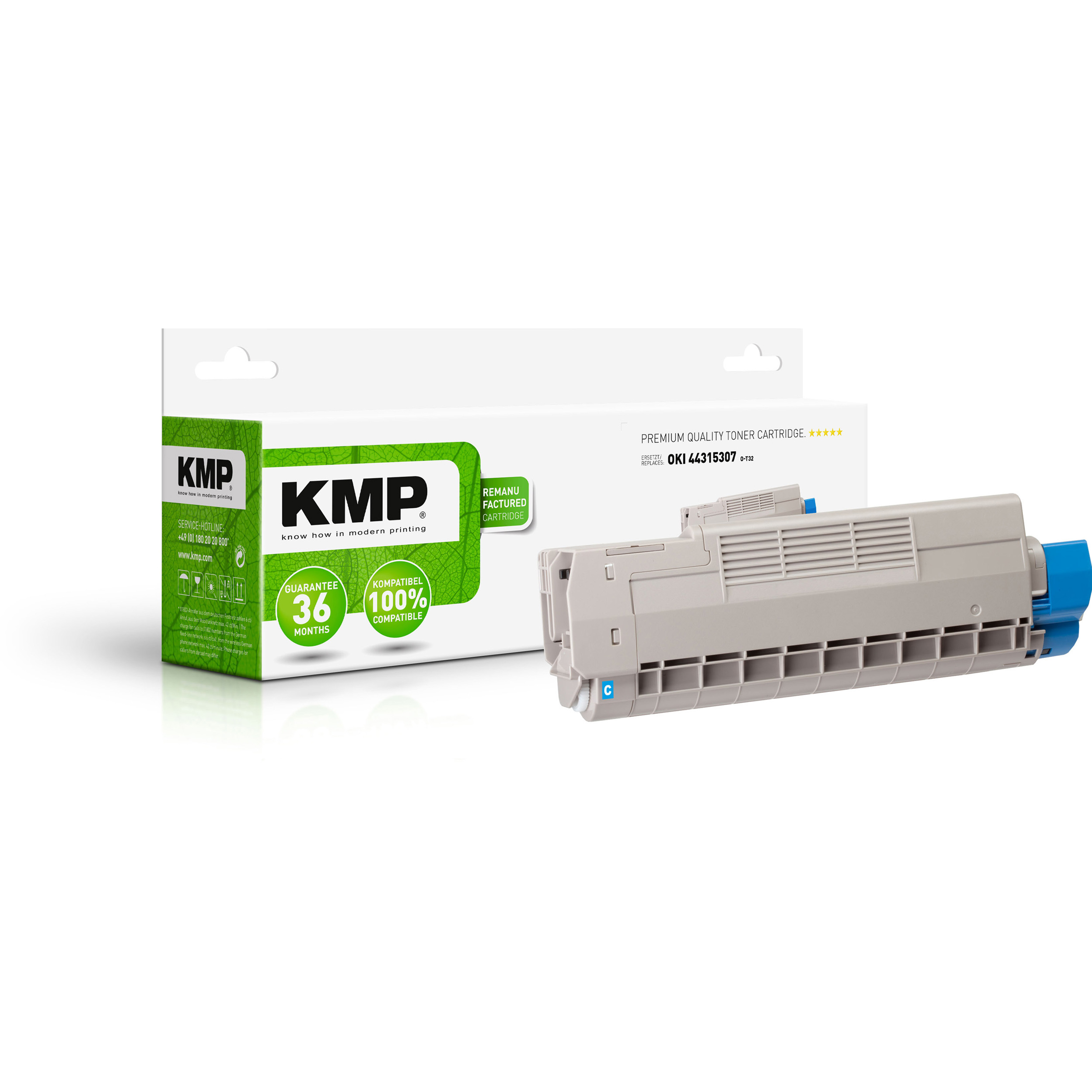 KMP O-T32 kompatibilní toner OKI 44315307, azurový
