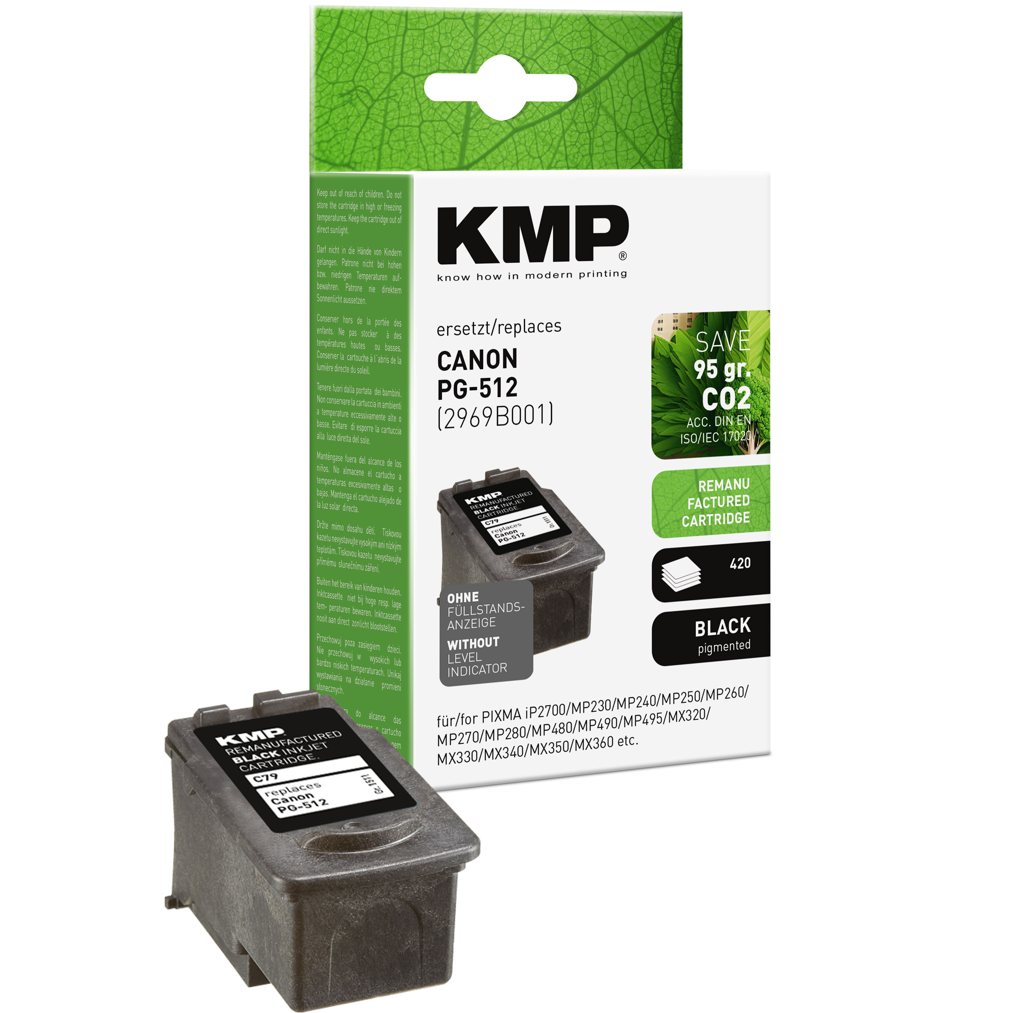 KMP C79 kompatibilní inkoustová kazeta Canon PG512 / 2969B001, černá