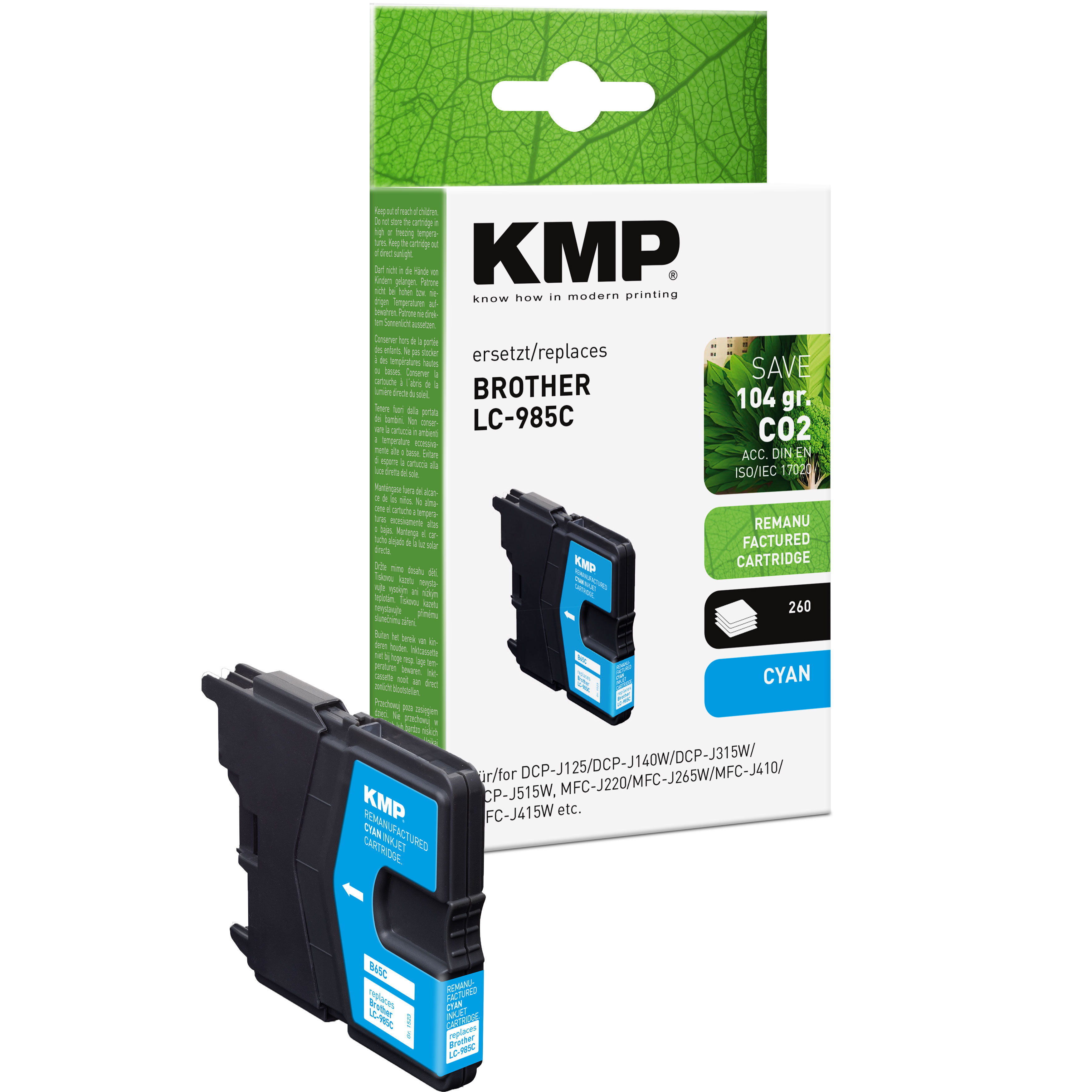 KMP B34 kompatibilní inkoustová kazeta Brother LC985C, azurová