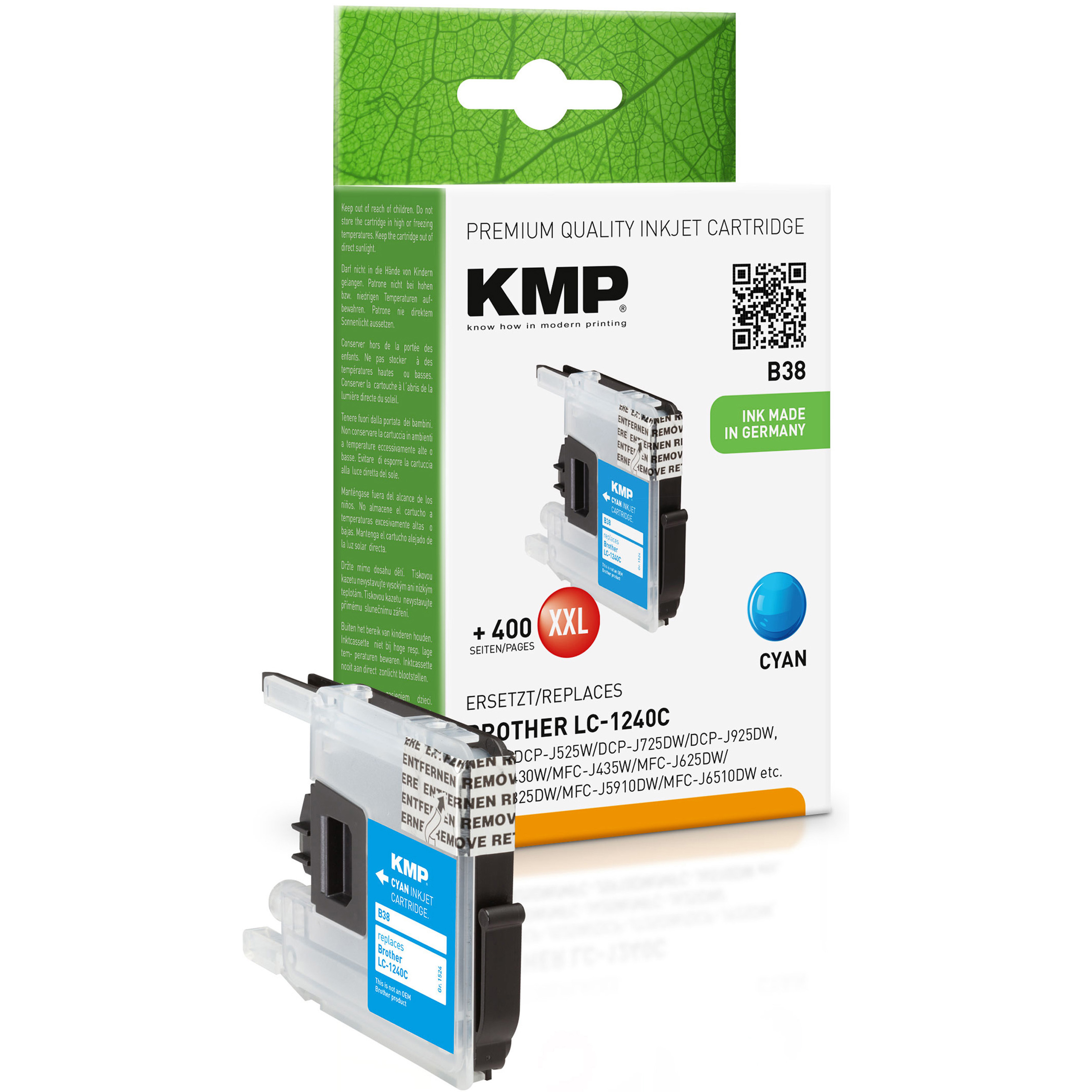 KMP B38 kompatibilní inkoustová kazeta Brother LC1240C, azurová