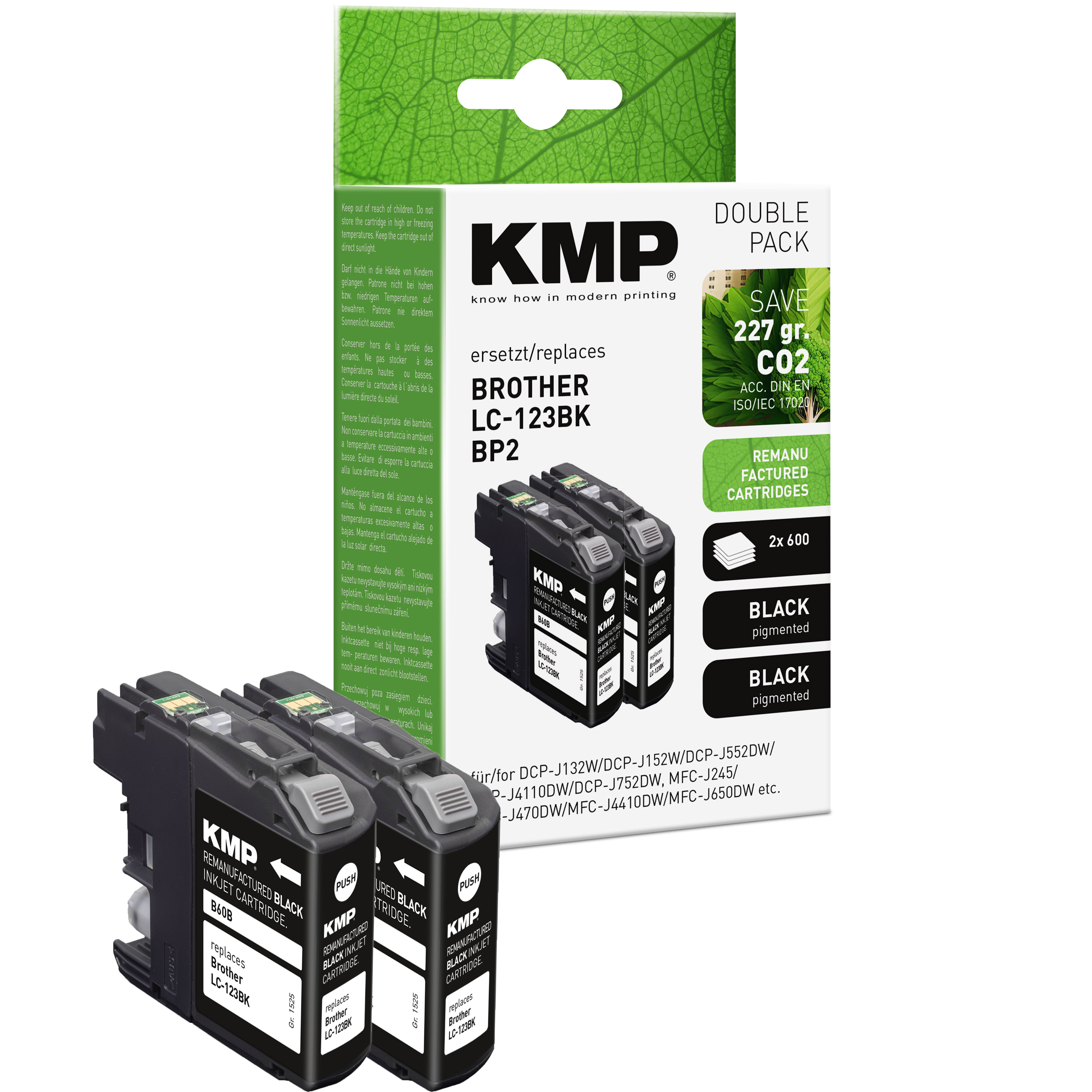 KMP B41D kompatibilní inkoustová kazeta Brother 2x LC123BK, černá