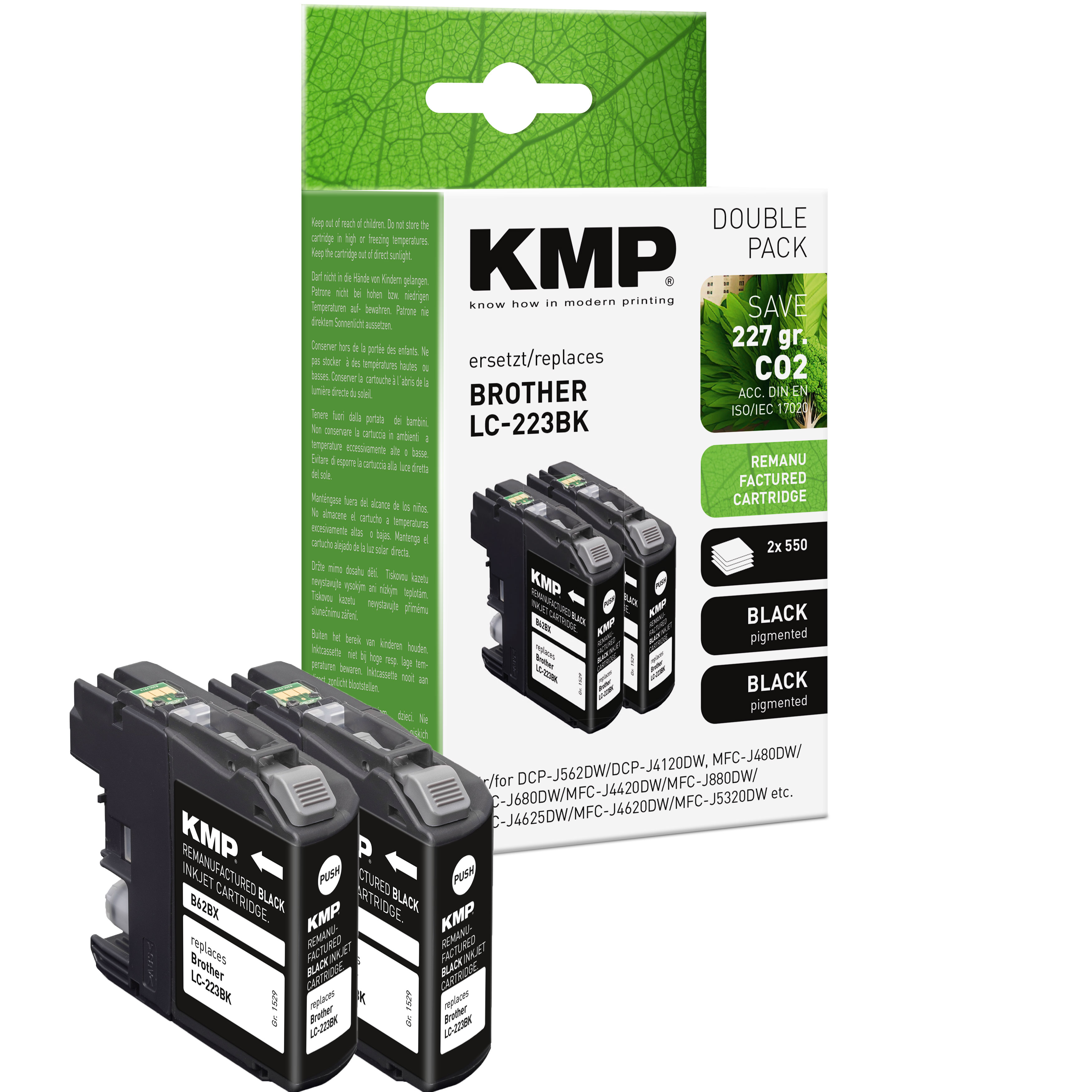 KMP B48D kompatibilní inkoustová kazeta Brother 2x LC223BK, černá