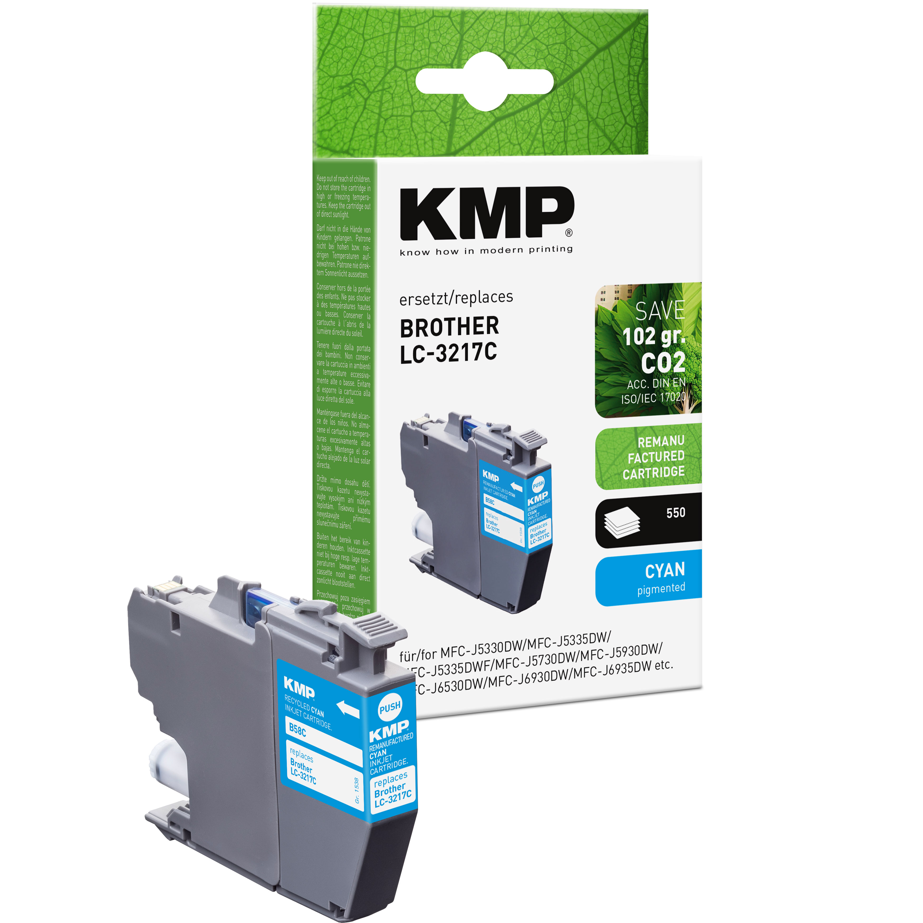 KMP B67 kompatibilní inkoustová kazeta Brother BT-6000C, azurová
