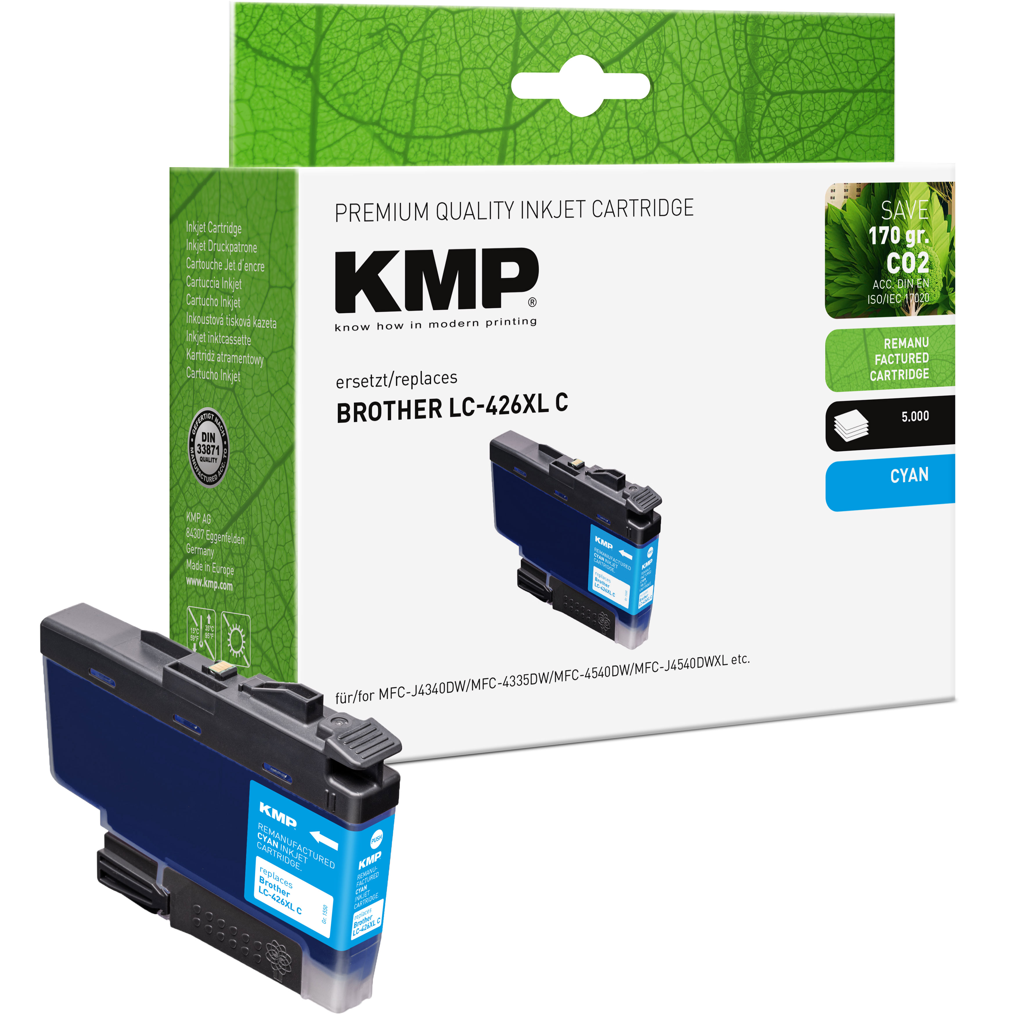 KMP B117 kompatibilní inkoustová kazeta Brother LC-426XL C, azurová