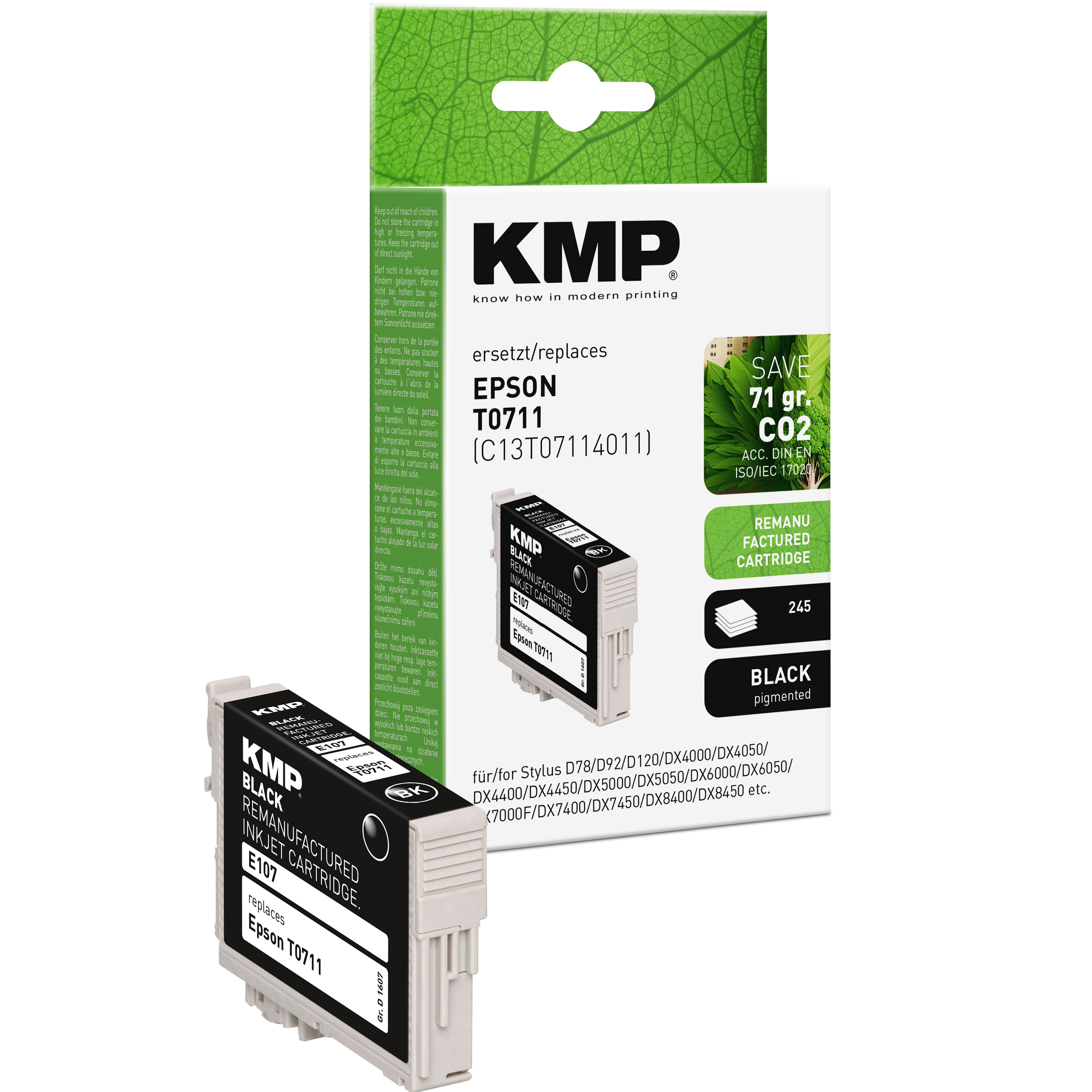 KMP E107 kompatibilní inkoustová kazeta Epson T0711, černá