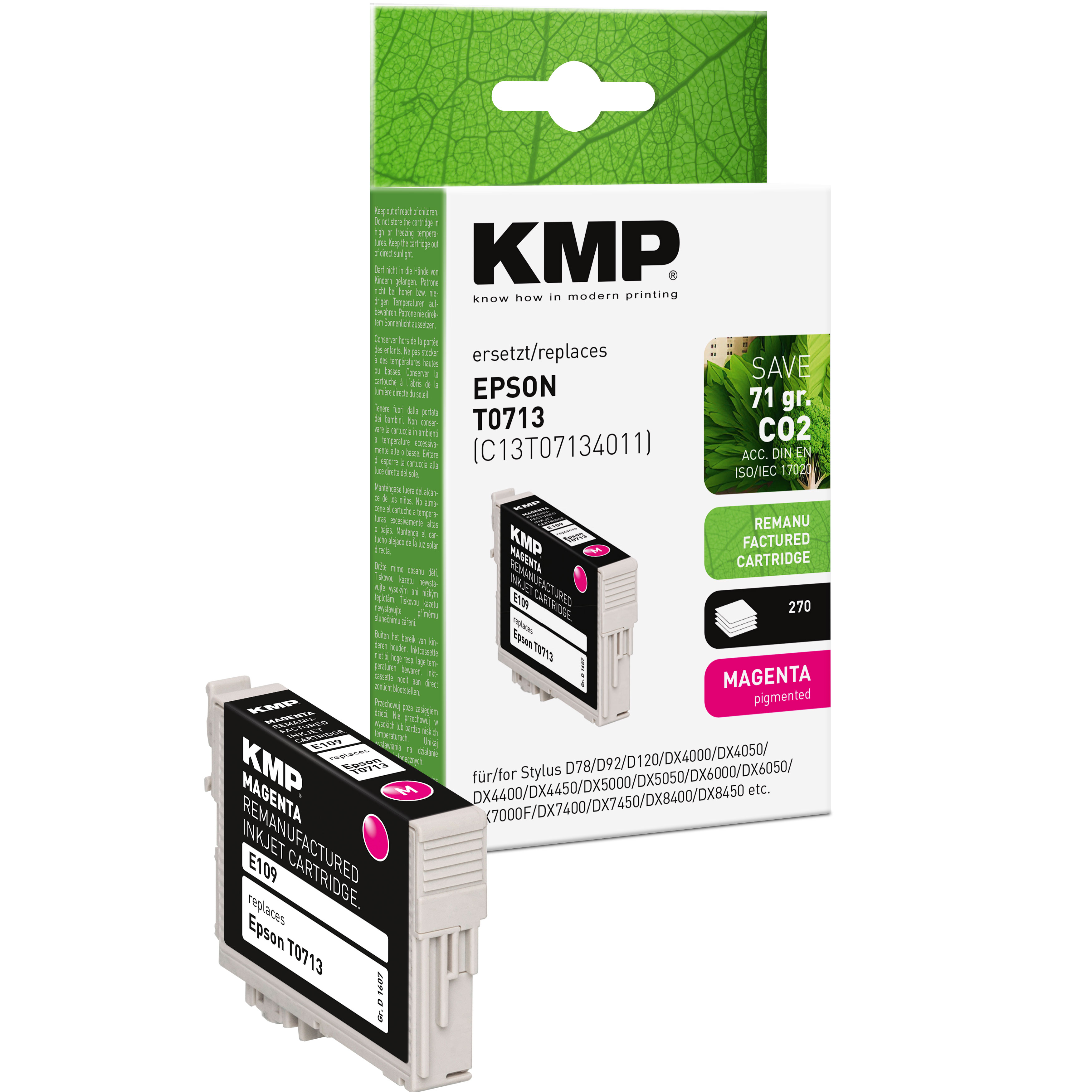 KMP E109 kompatibilní inkoustová kazeta Epson T0713, purpurová