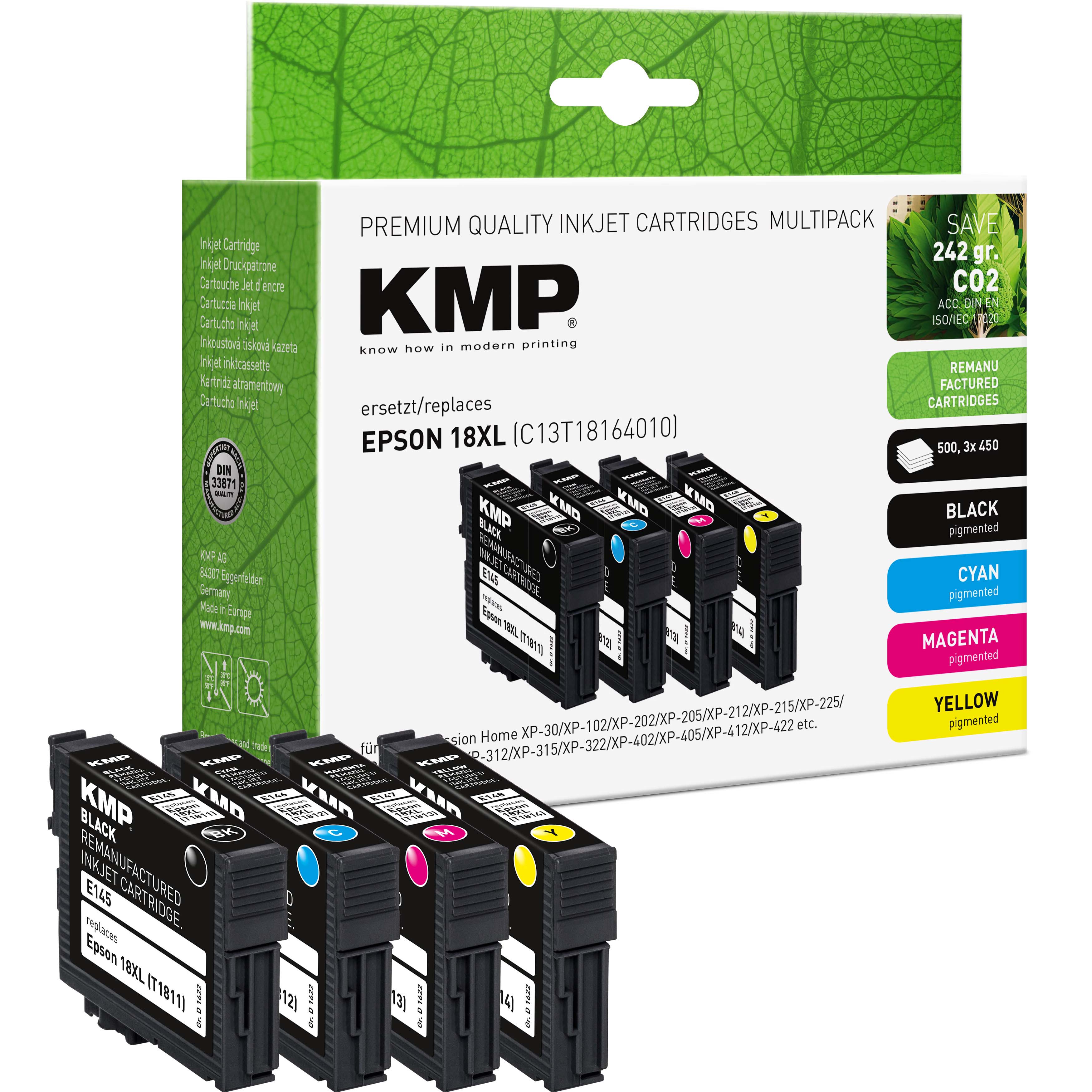 KMP E145V kompatibilní sada inkoustových náplní Epson 18XL (T1816), CMYK