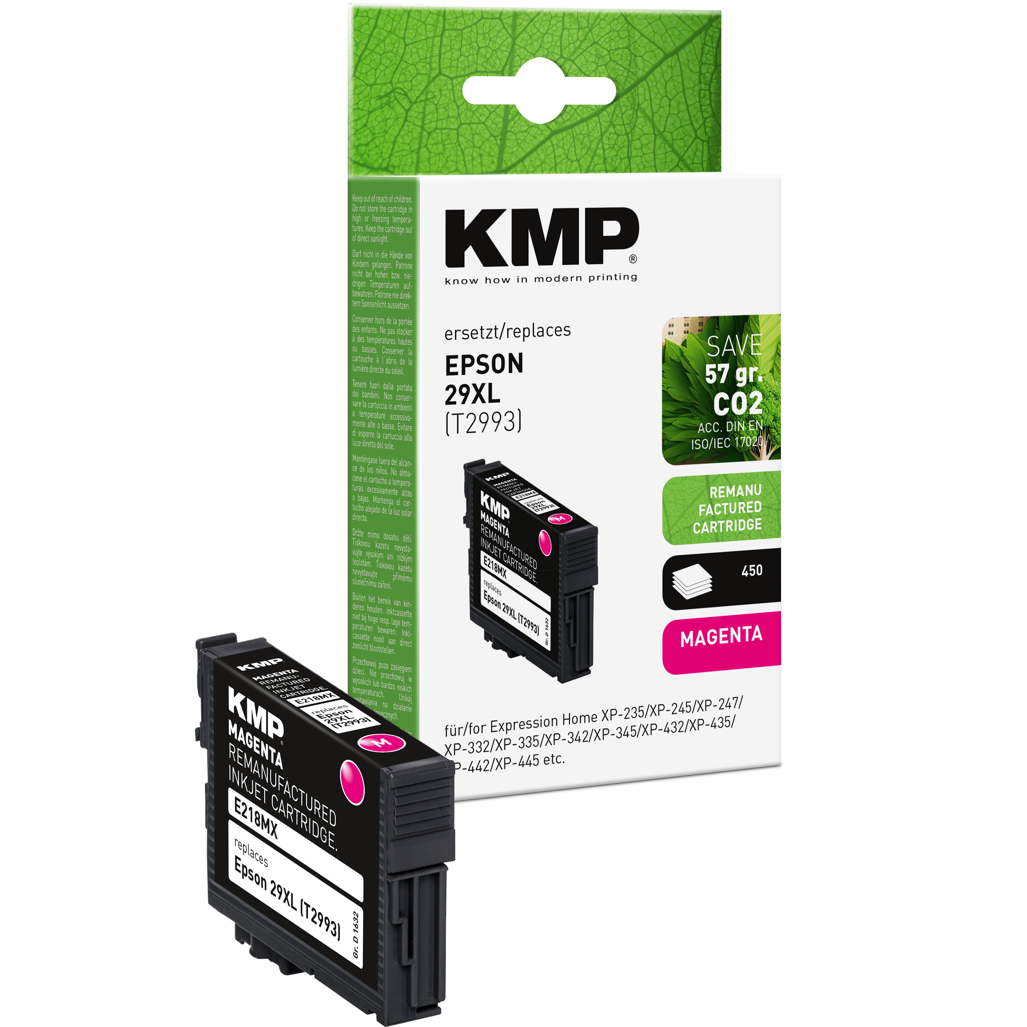 KMP E219MX renovovaná inkoustová kazeta 29XL (T2993), purpurová