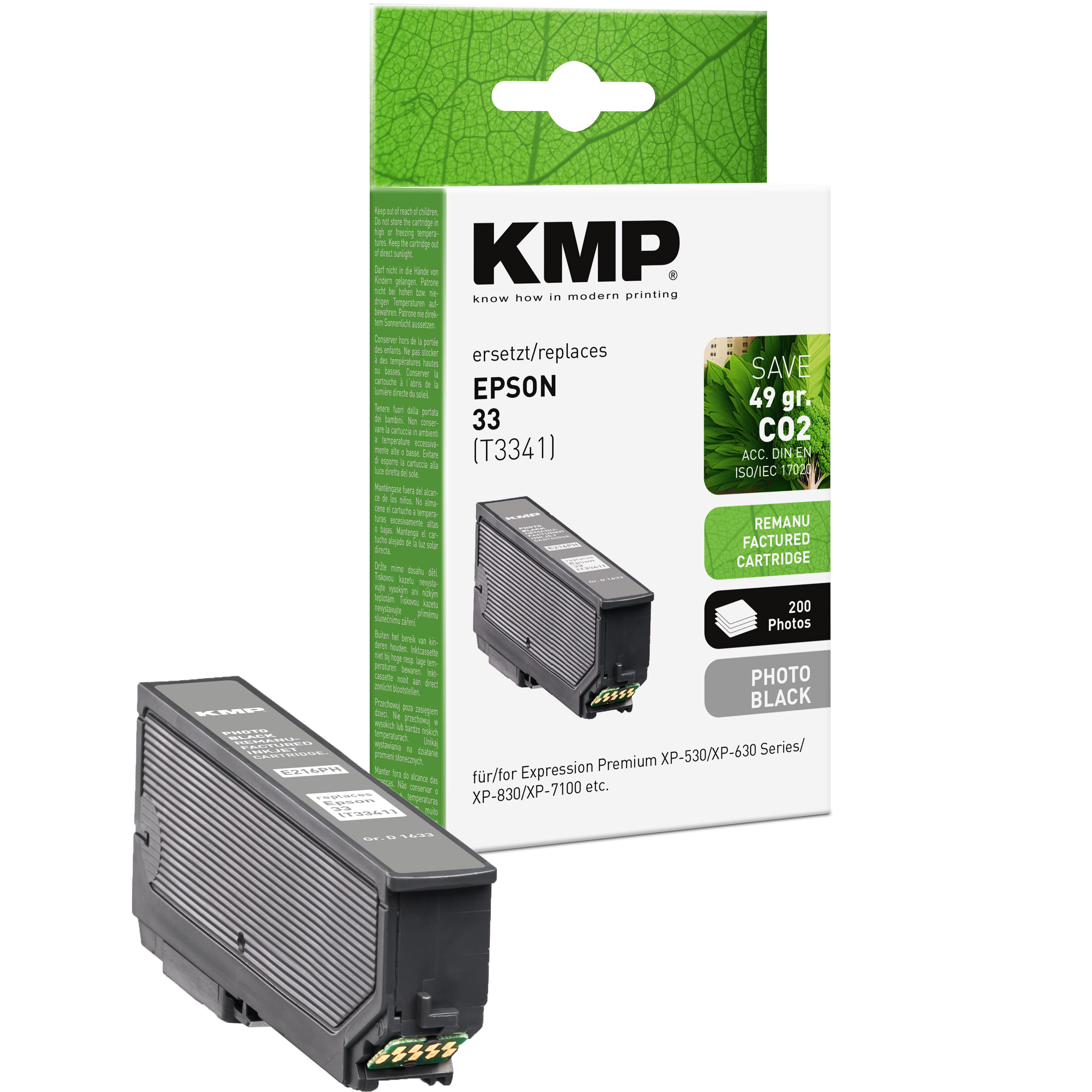 KMP E216PH kompatibilní inkoustová kazeta Epson 33(T3341), černá