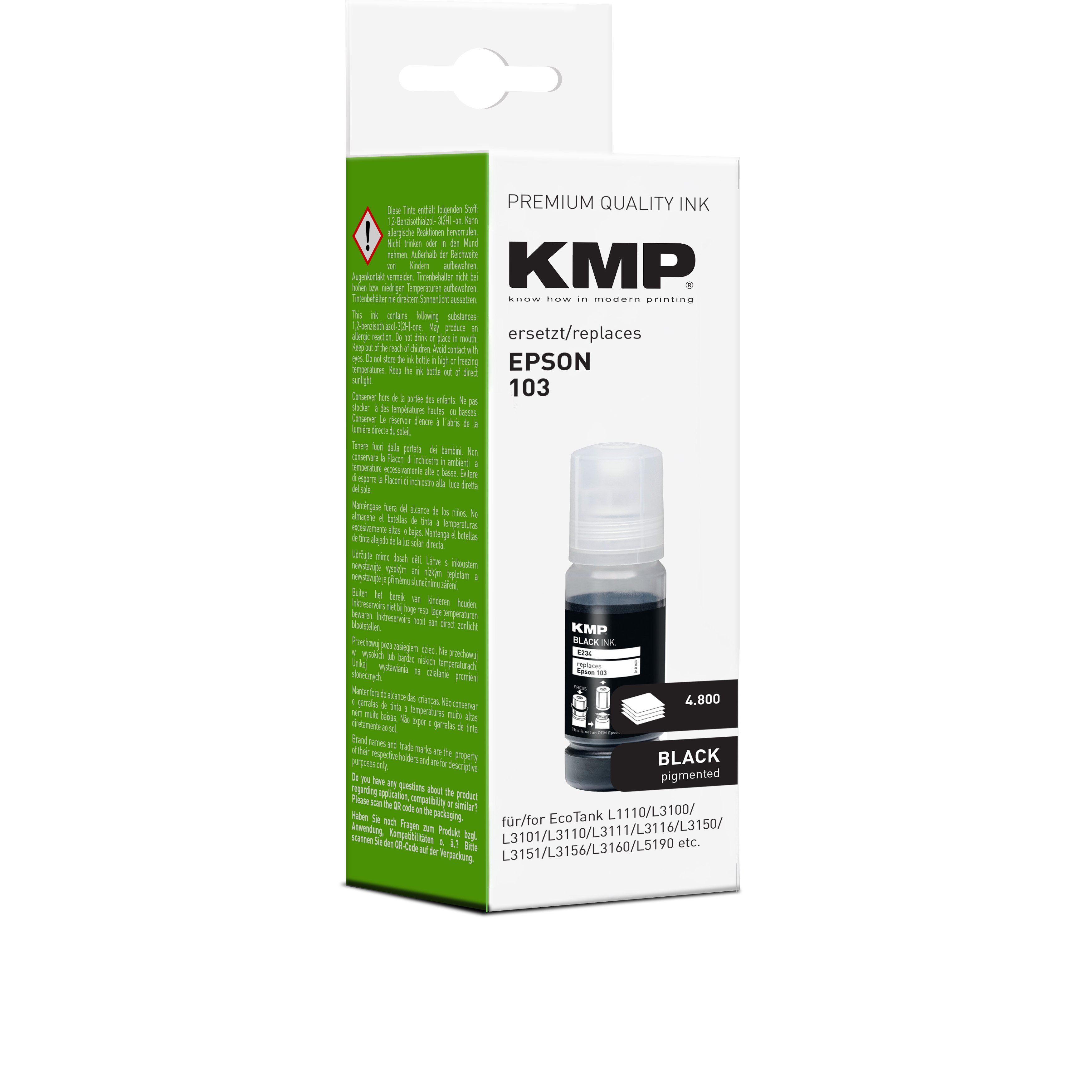 KMP E234 kompatibilní inkoustová kazeta Epson 103 (T103), černá