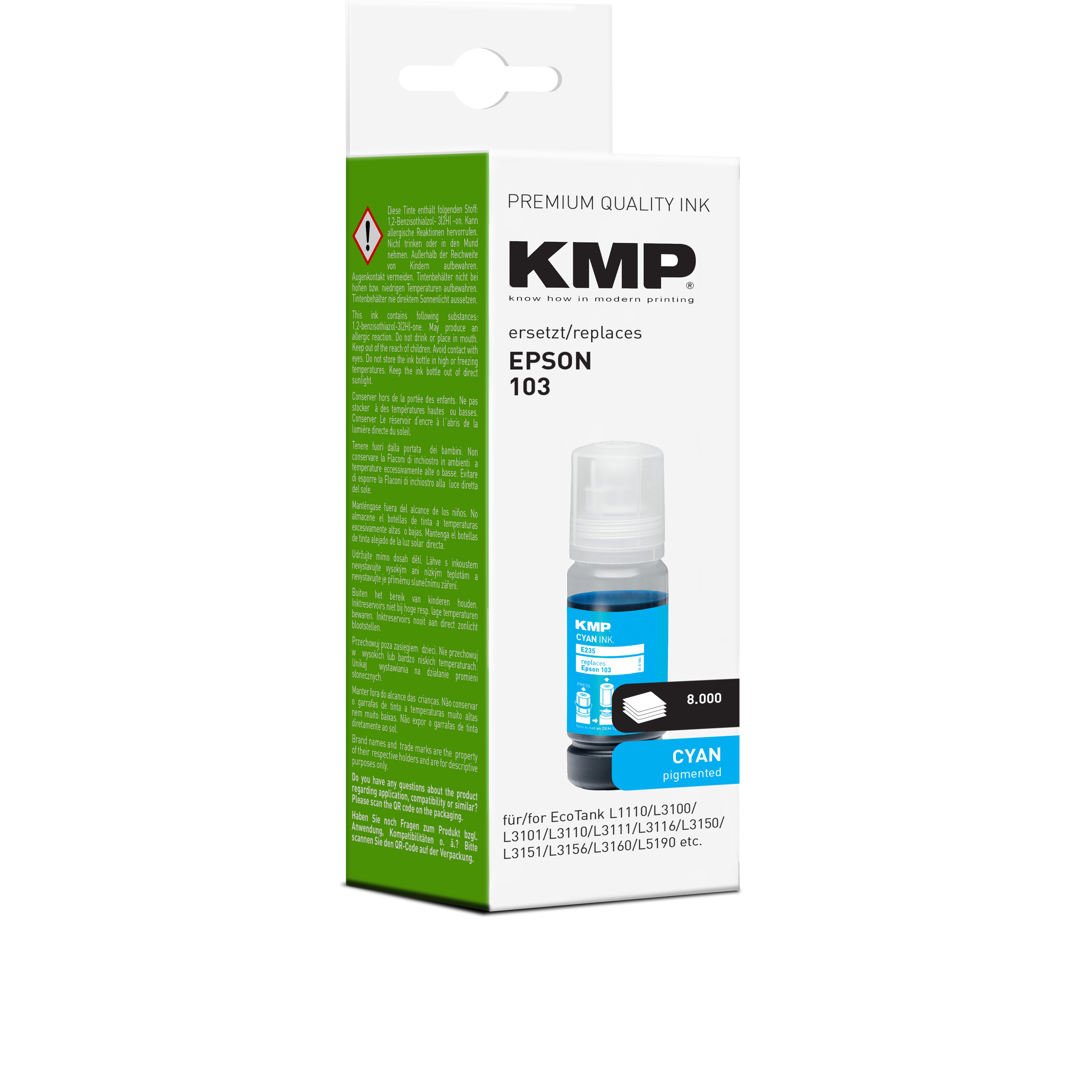 KMP E235 kompatibilní inkoustová kazeta Epson 103 (T103), azurová