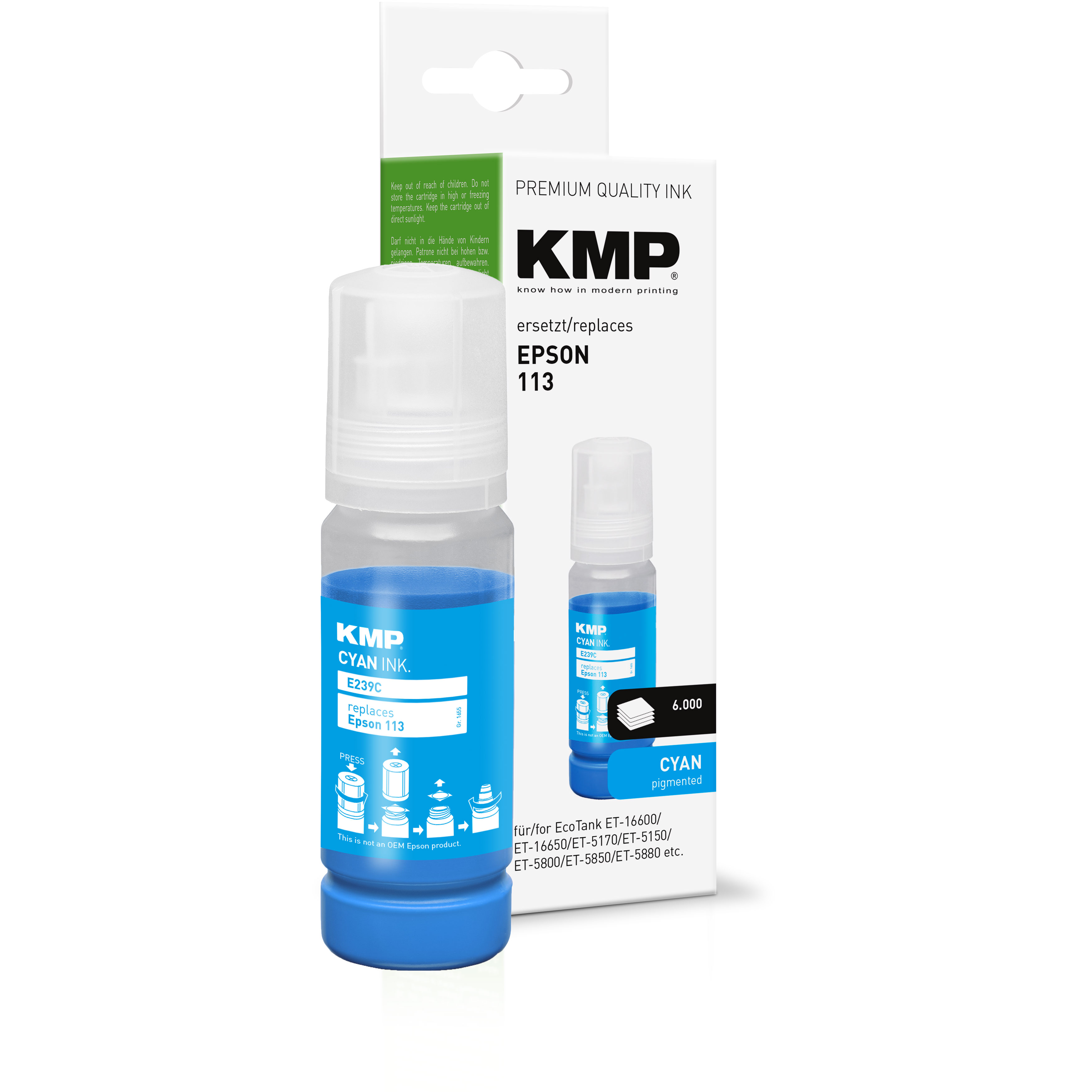 KMP E239C kompatibilní inkoustová kazeta Epson 113, azurová
