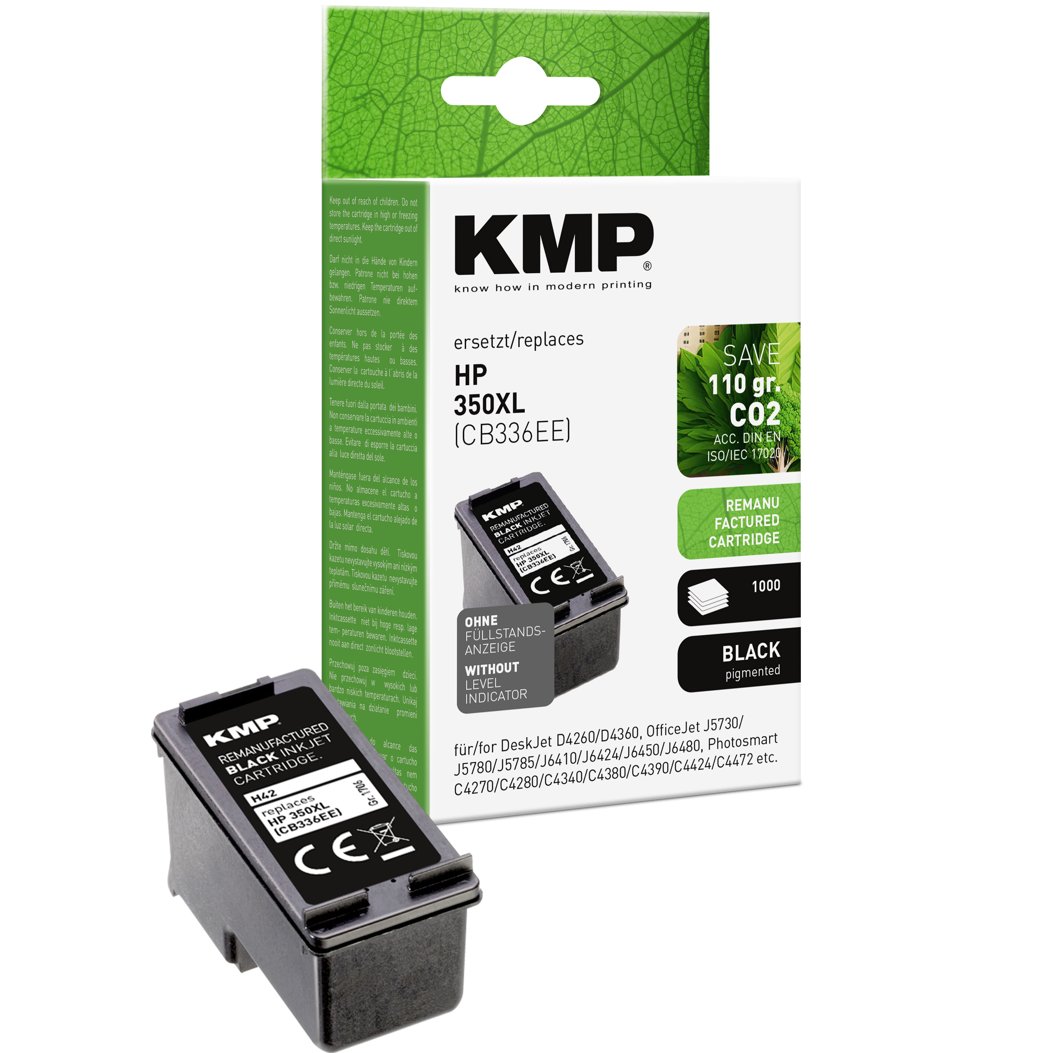 KMP H42 inkoustová kazeta inkoustová kazeta HP 350XL (CB336EE), černá
