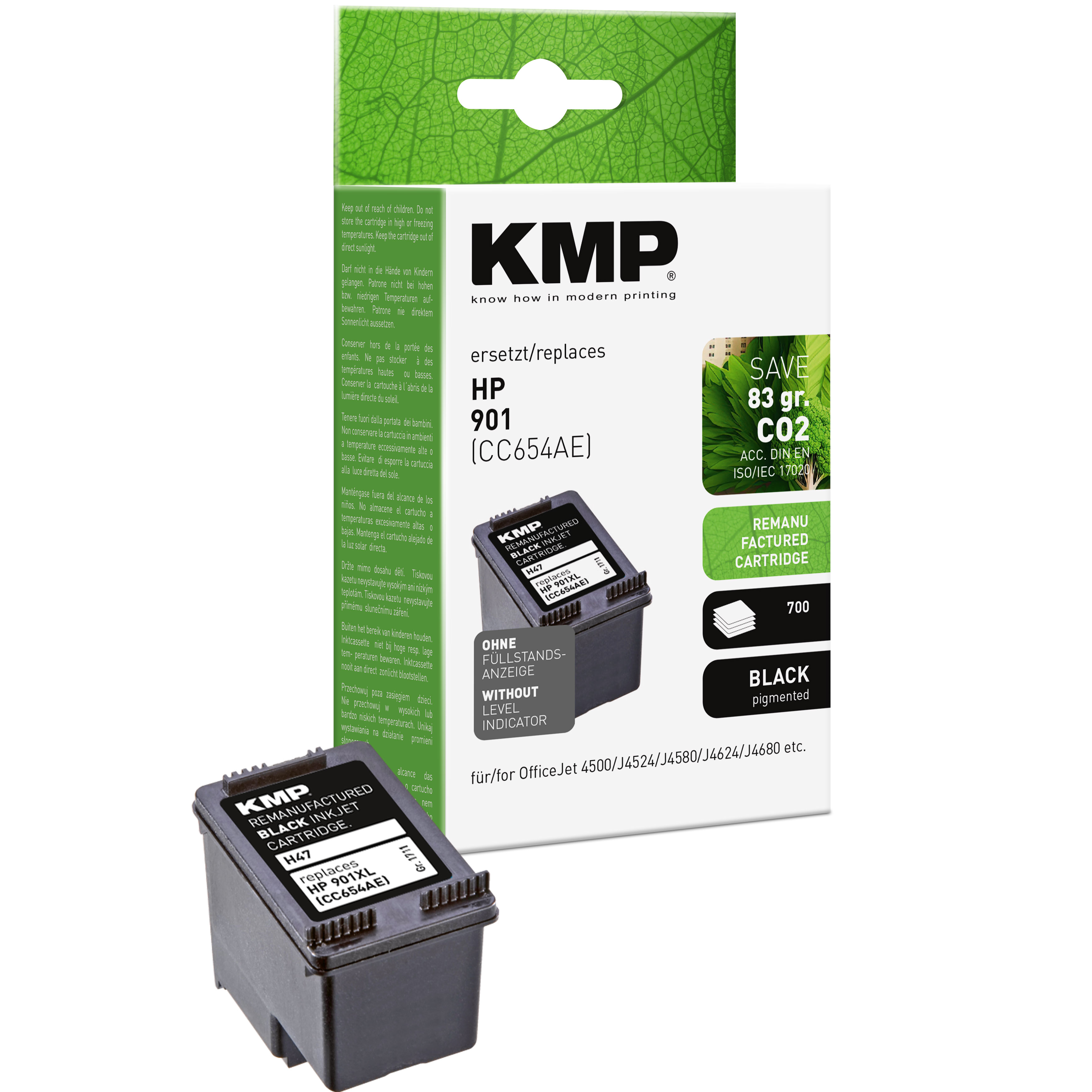 KMP H47 inkoustová kazeta inkoustová kazeta HP 901XL (CC654AE), černá