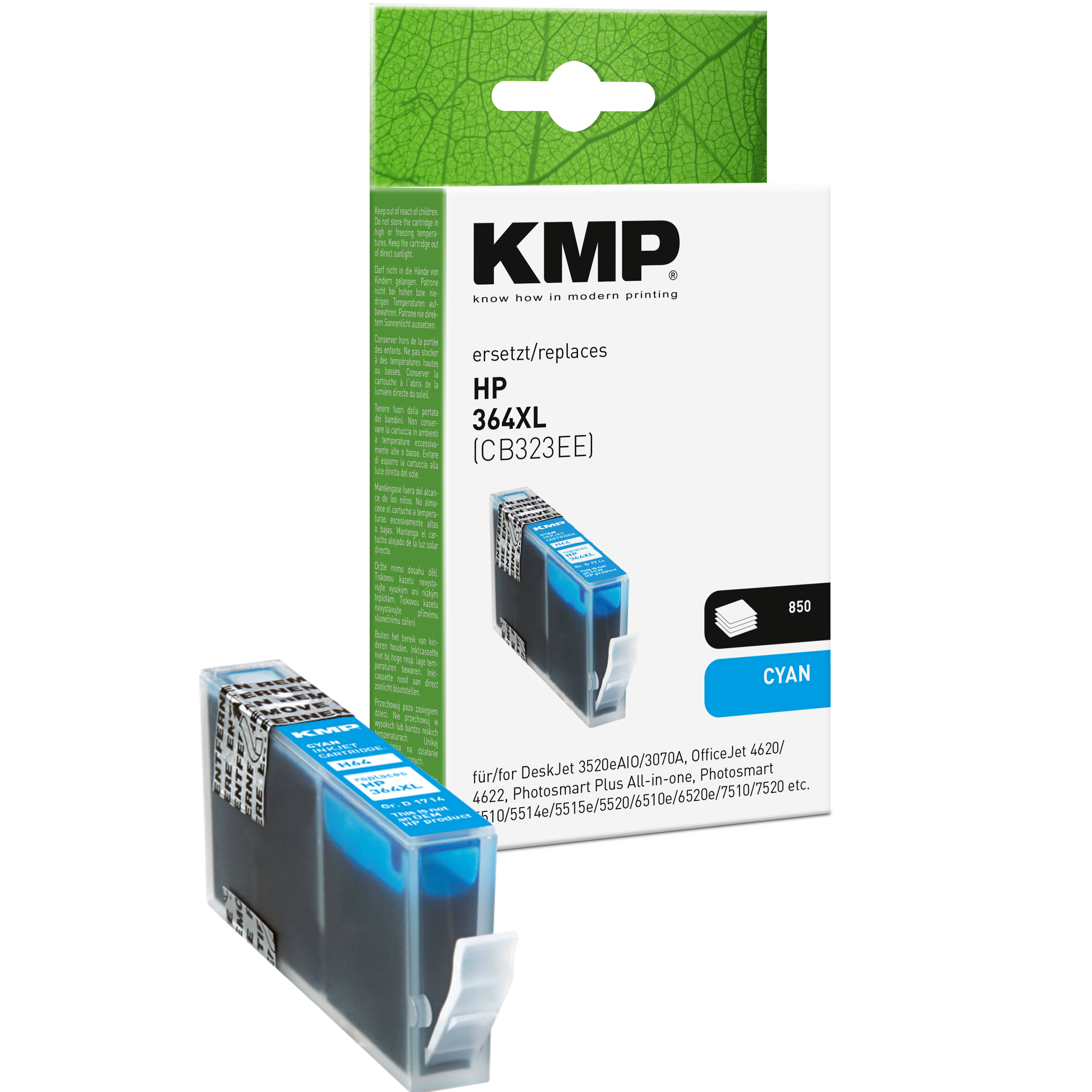 KMP H64 inkoustová kazeta inkoustová kazeta HP 364XL (CB323EE), azurová