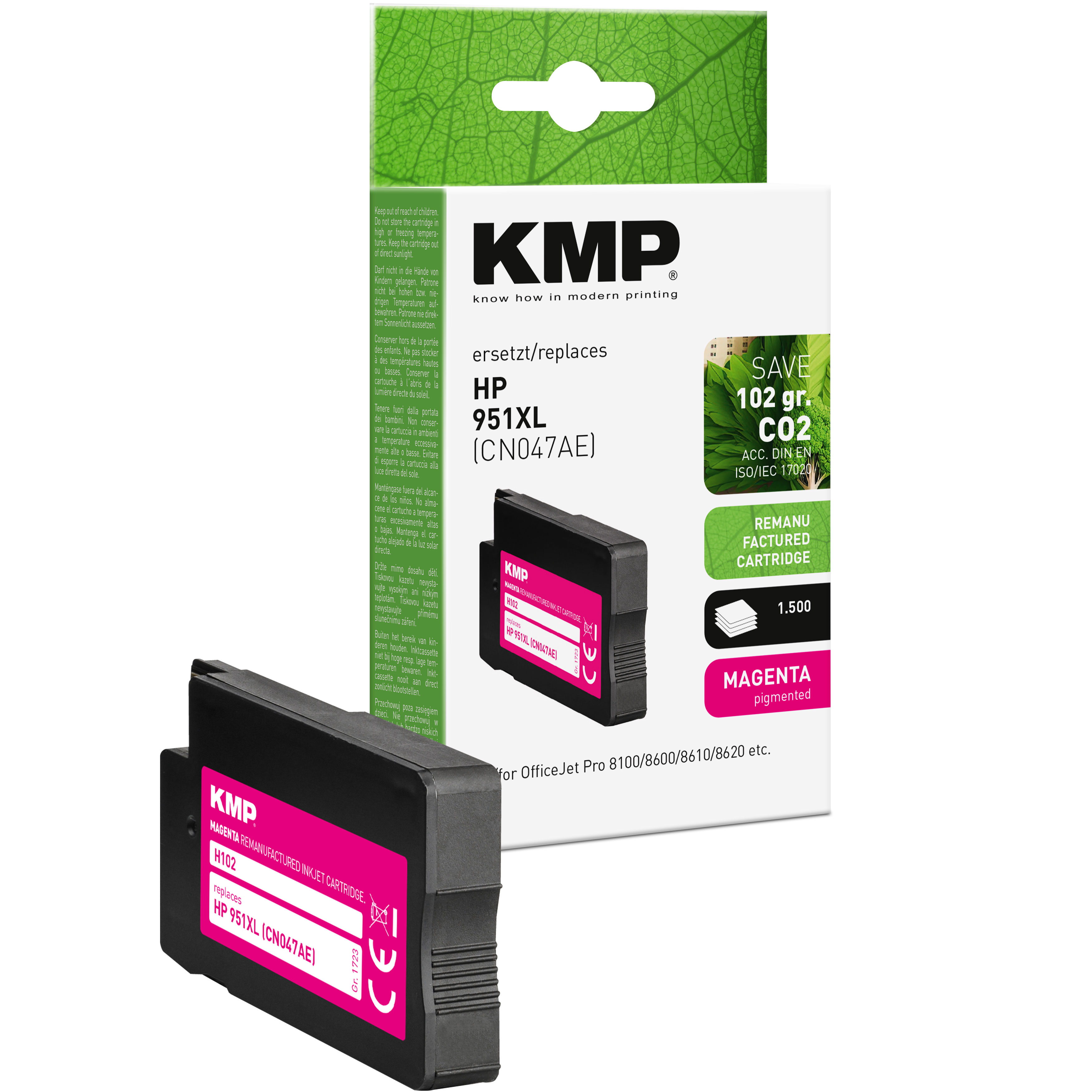 KMP H102 inkoustová kazeta inkoustová kazeta HP 951XL (CN047AE), purpurová