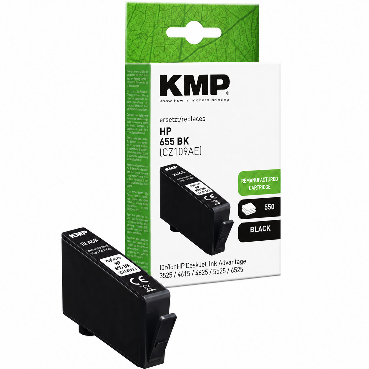 KMP H113 inkoustová kazeta inkoustová kazeta HP 655 BK (CZ109AE), černá