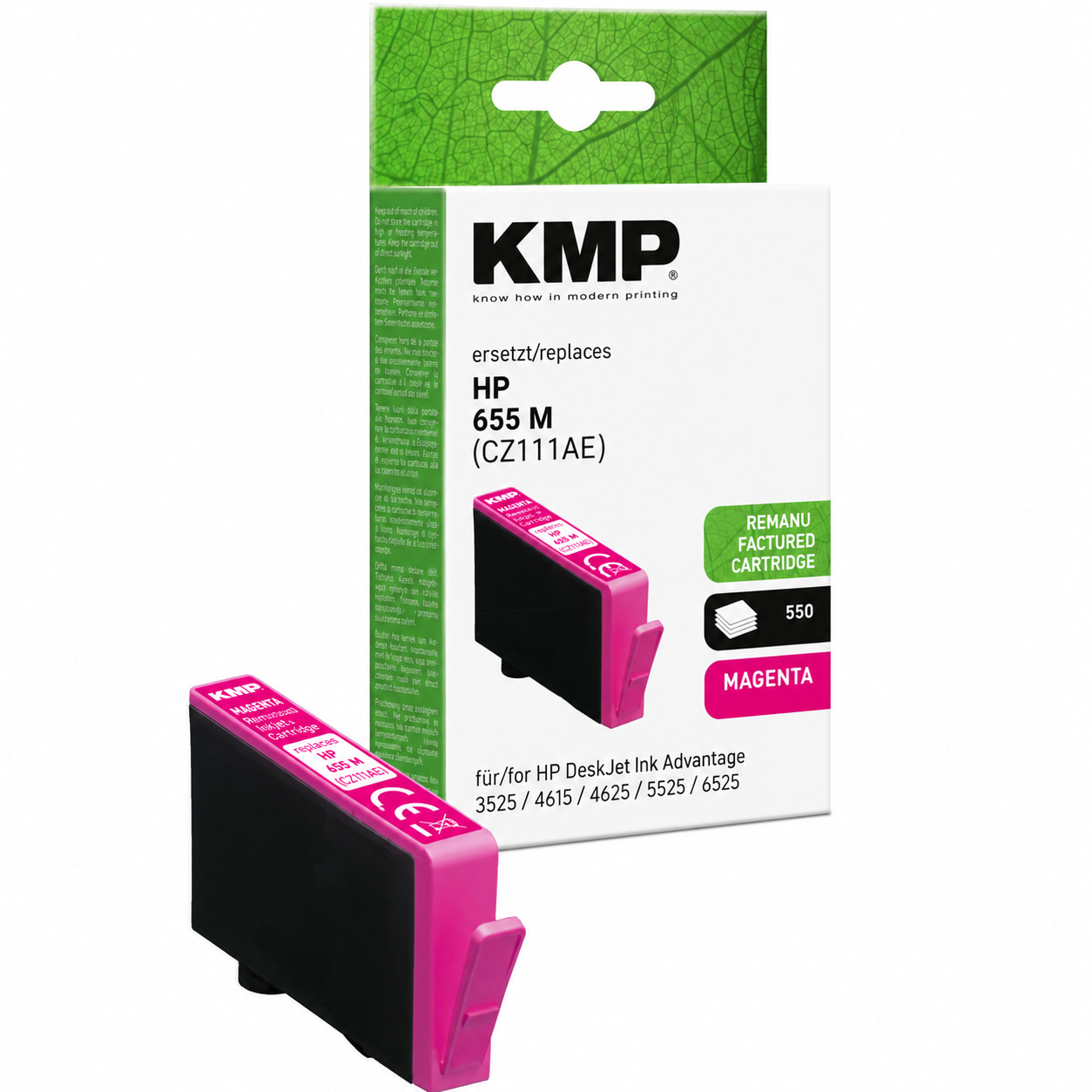 KMP H115 inkoustová kazeta inkoustová kazeta HP 655 M (CZ111AE), purpurová