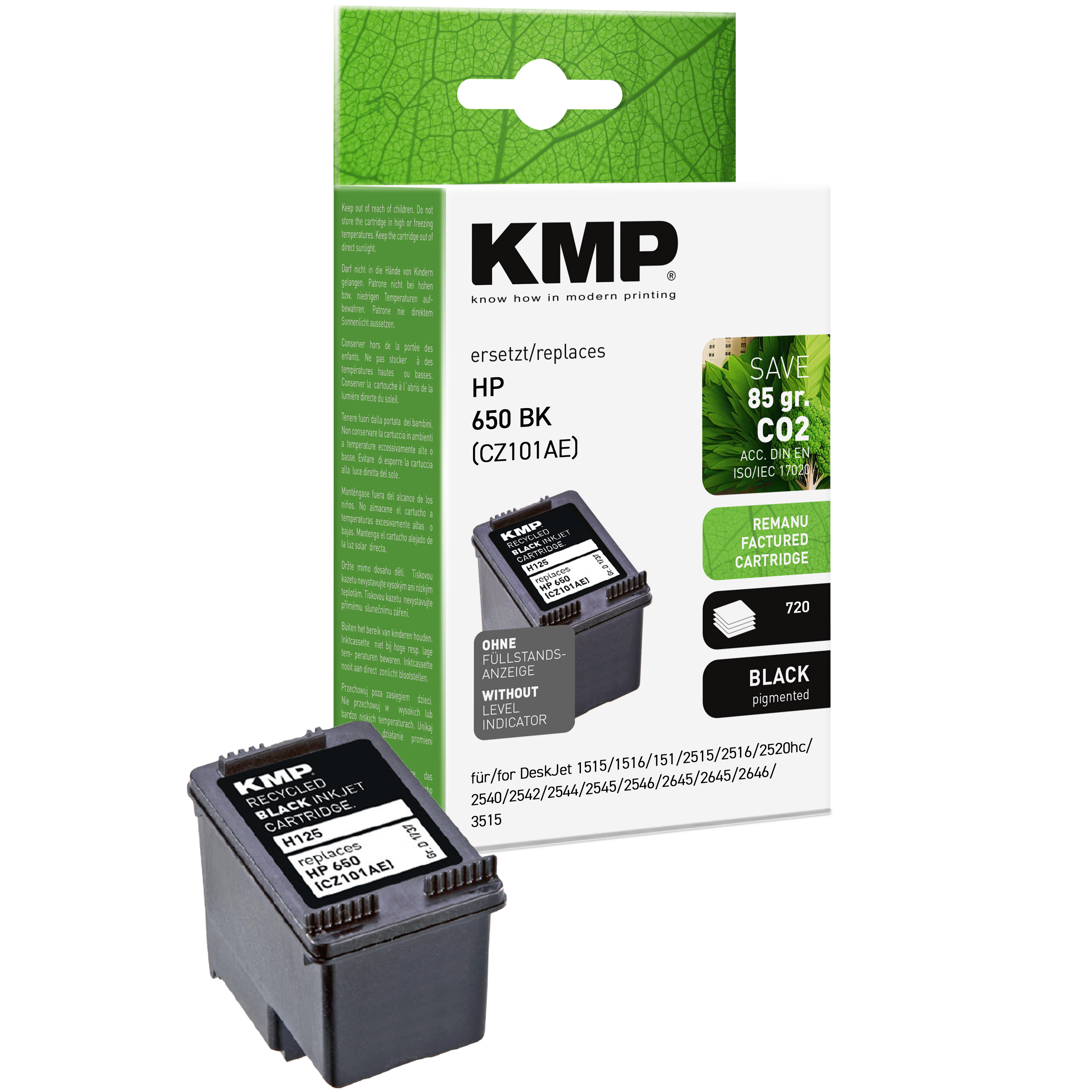 KMP H125 inkoustová kazeta inkoustová kazeta HP650 (CZ101AE), černá