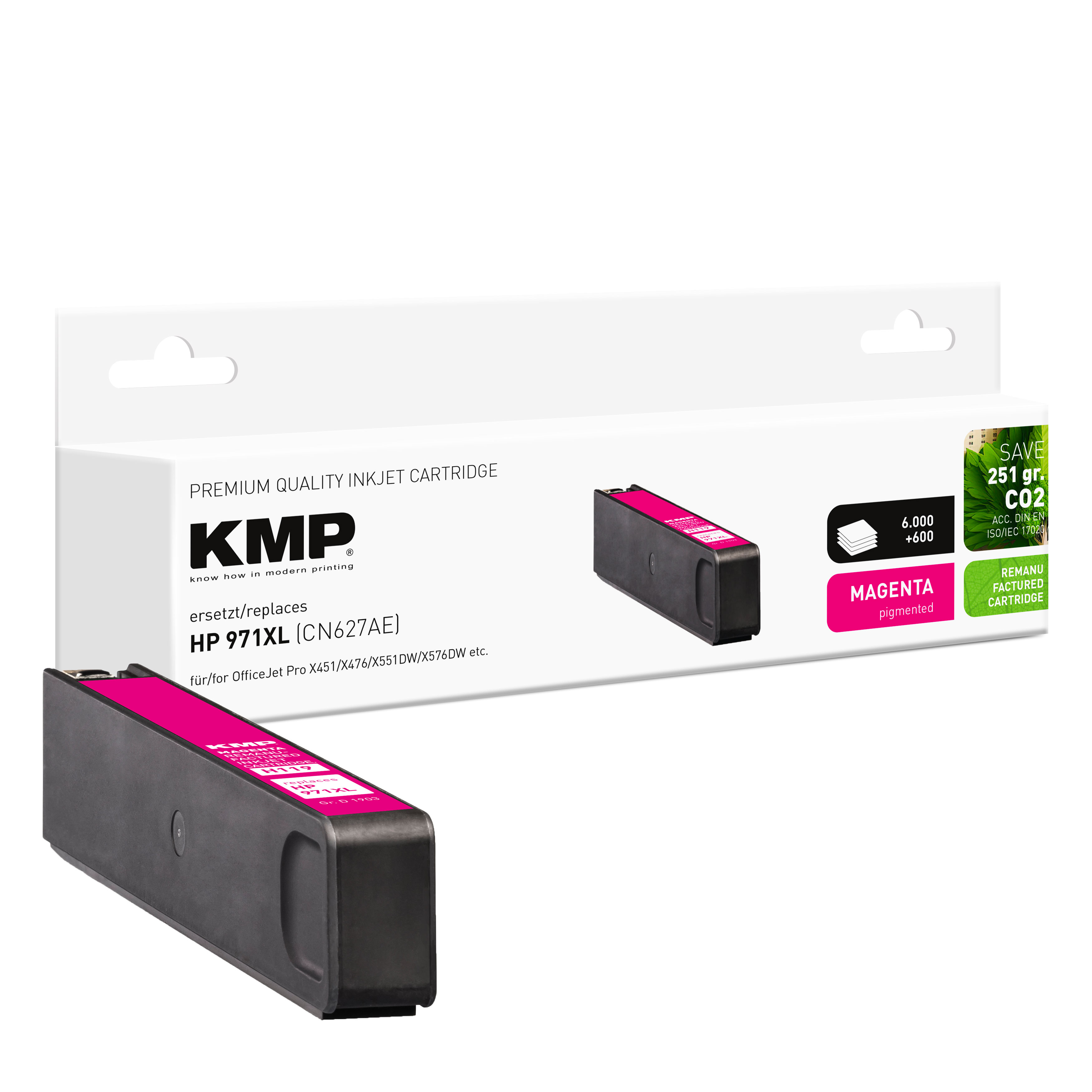 KMP H119 inkoustová kazeta inkoustová kazeta HP 971XL (CN627AE), purpurová