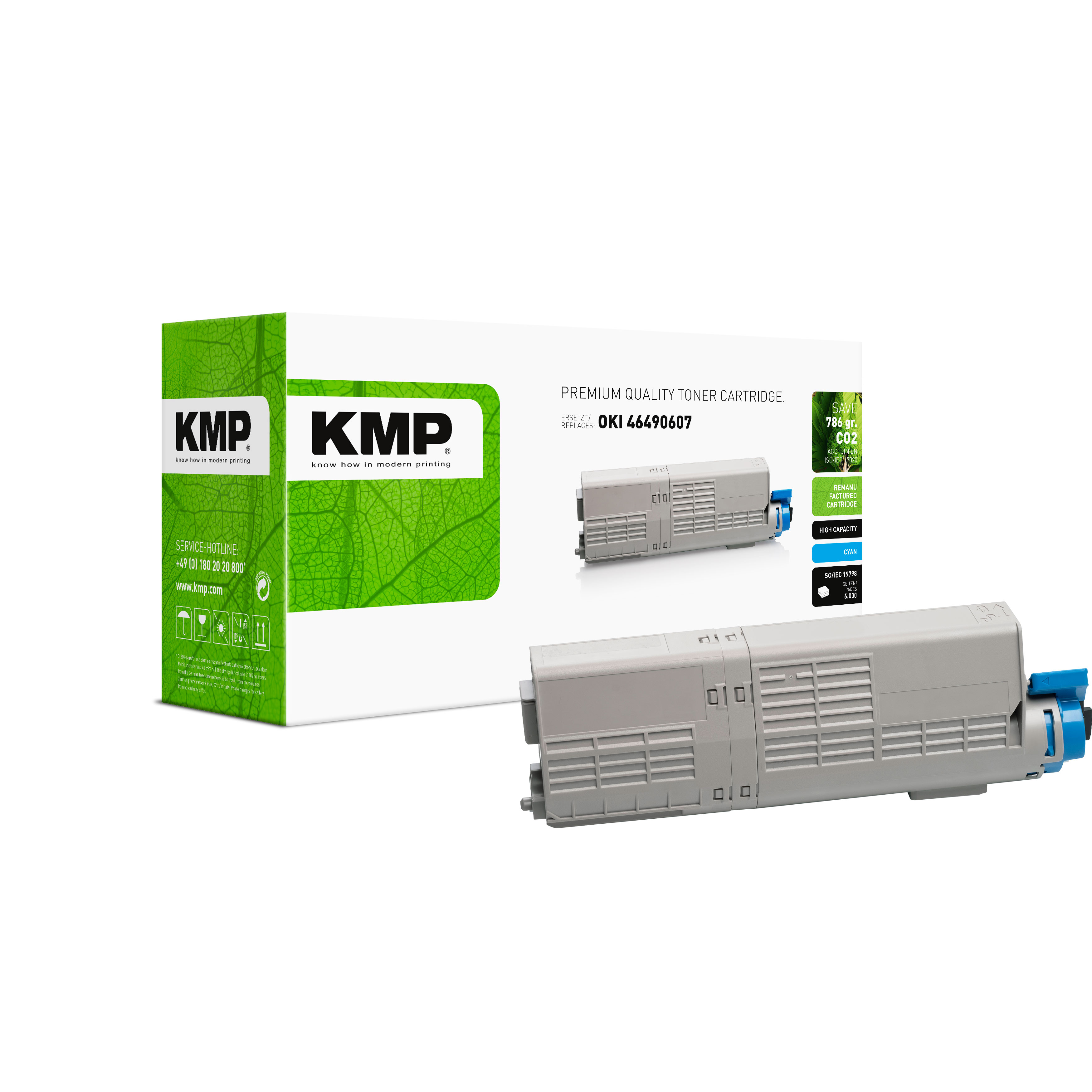 KMP O-T54X kompatibilní toner OKI 46490607, azurový