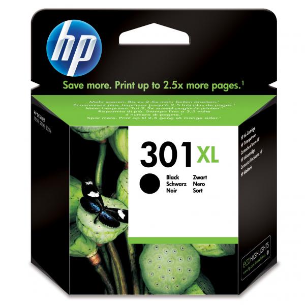 Originální inkoustová kazeta HP 301XL BK (CH563EE), černá